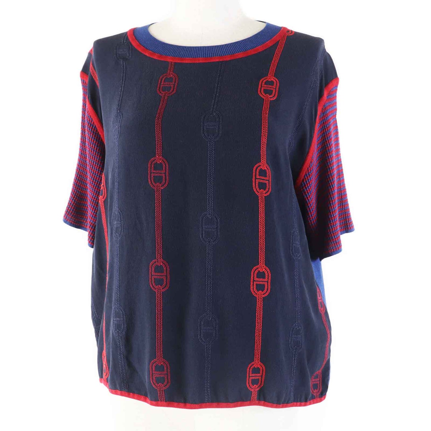 Short Sleeve Knit Outer: Silk, Part: Silk, Red Travel Bag