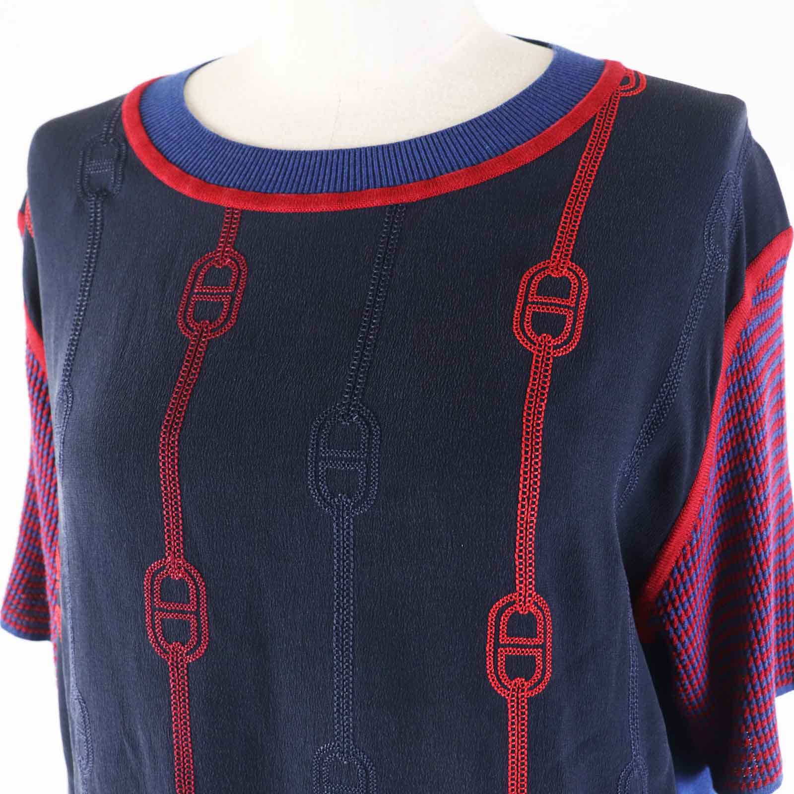 Short Sleeve Knit Outer: Silk, Part: Silk, Red Travel Bag