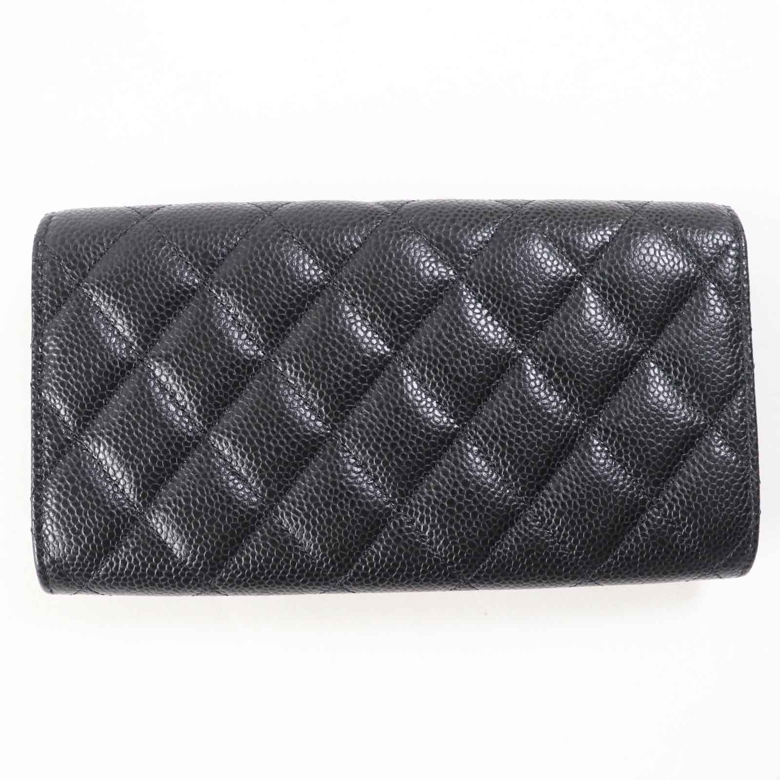 CHANEL Long Wallet Purse AP0241 Caviar skin black Matrasse Classic long flap wallet