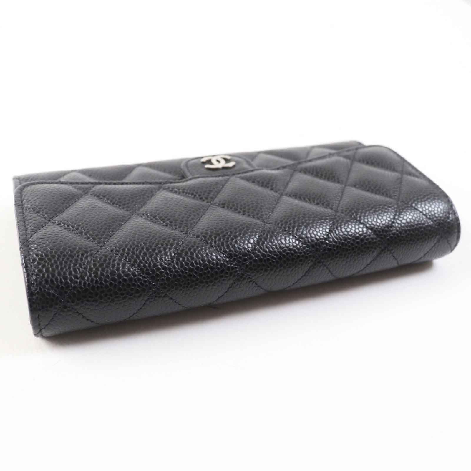 CHANEL Long Wallet Purse AP0241 Caviar skin black Matrasse Classic long flap wallet