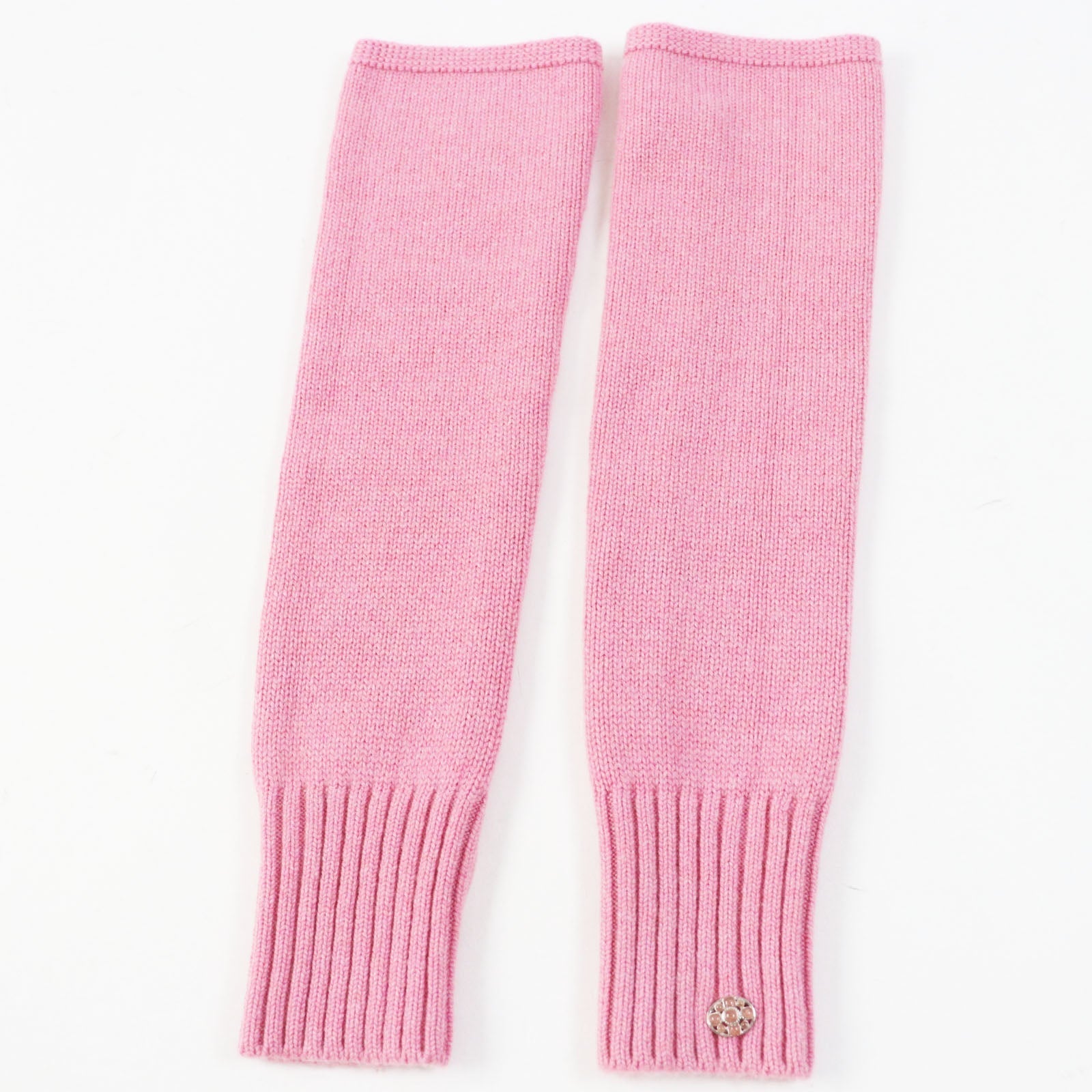 Chanel Cashmere Knit Arm Warmers Gloves Pink M Bag