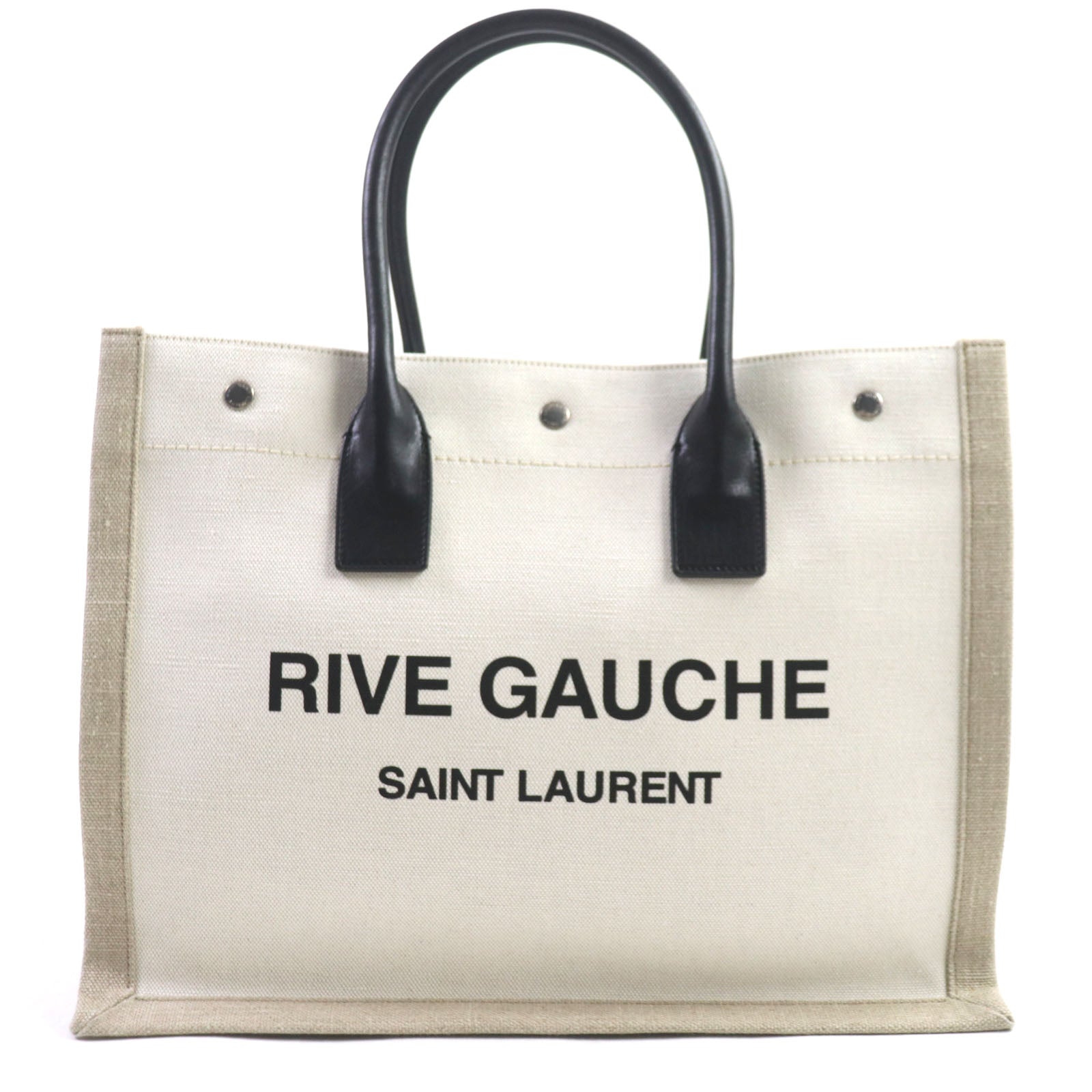 YSL Saint Laurent Rive Gauche Tote Bag Leather Canvas