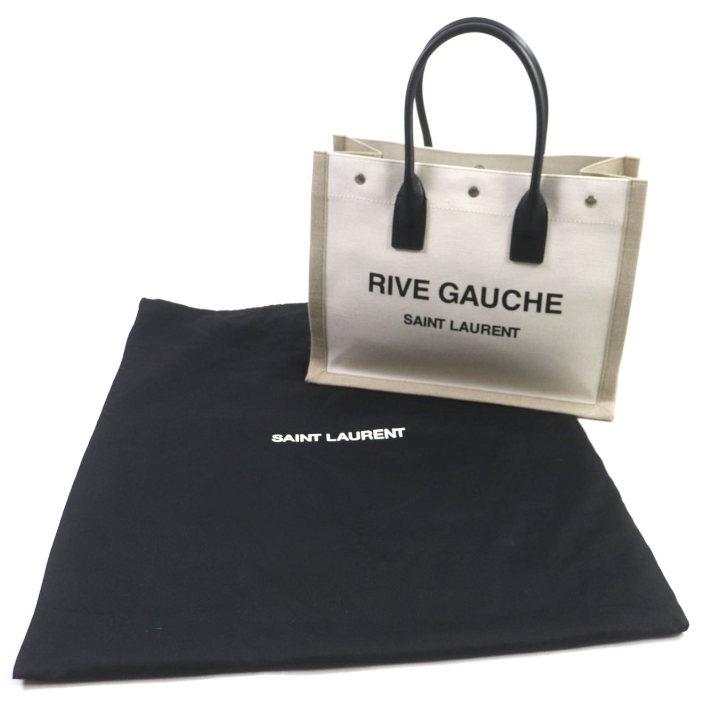 YSL Saint Laurent Rive Gauche Tote Bag Leather Canvas