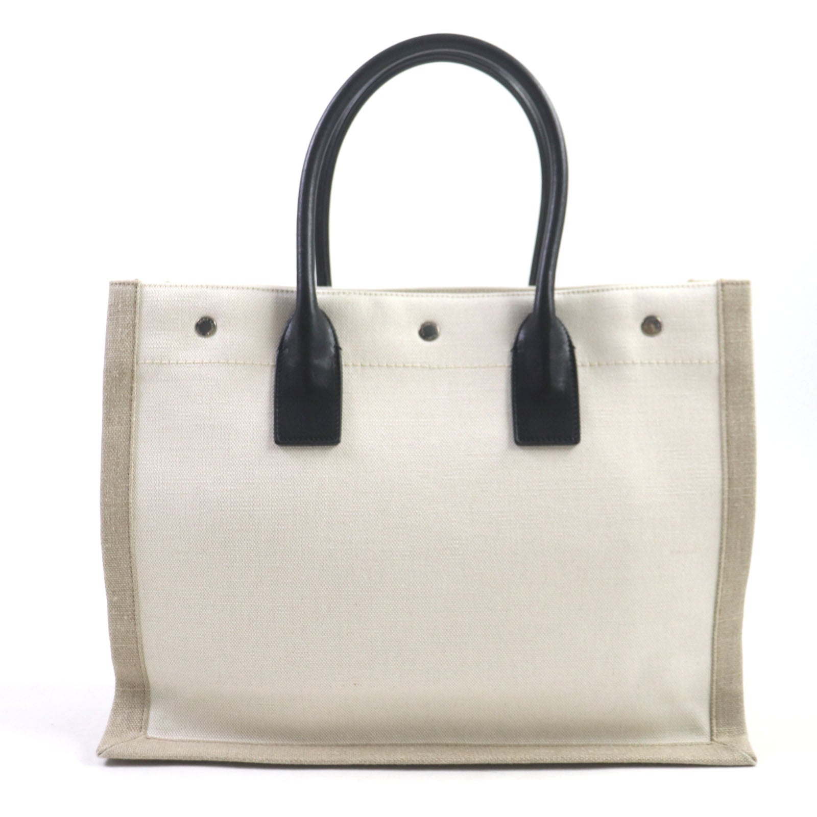 YSL Saint Laurent Rive Gauche Tote Bag Leather Canvas