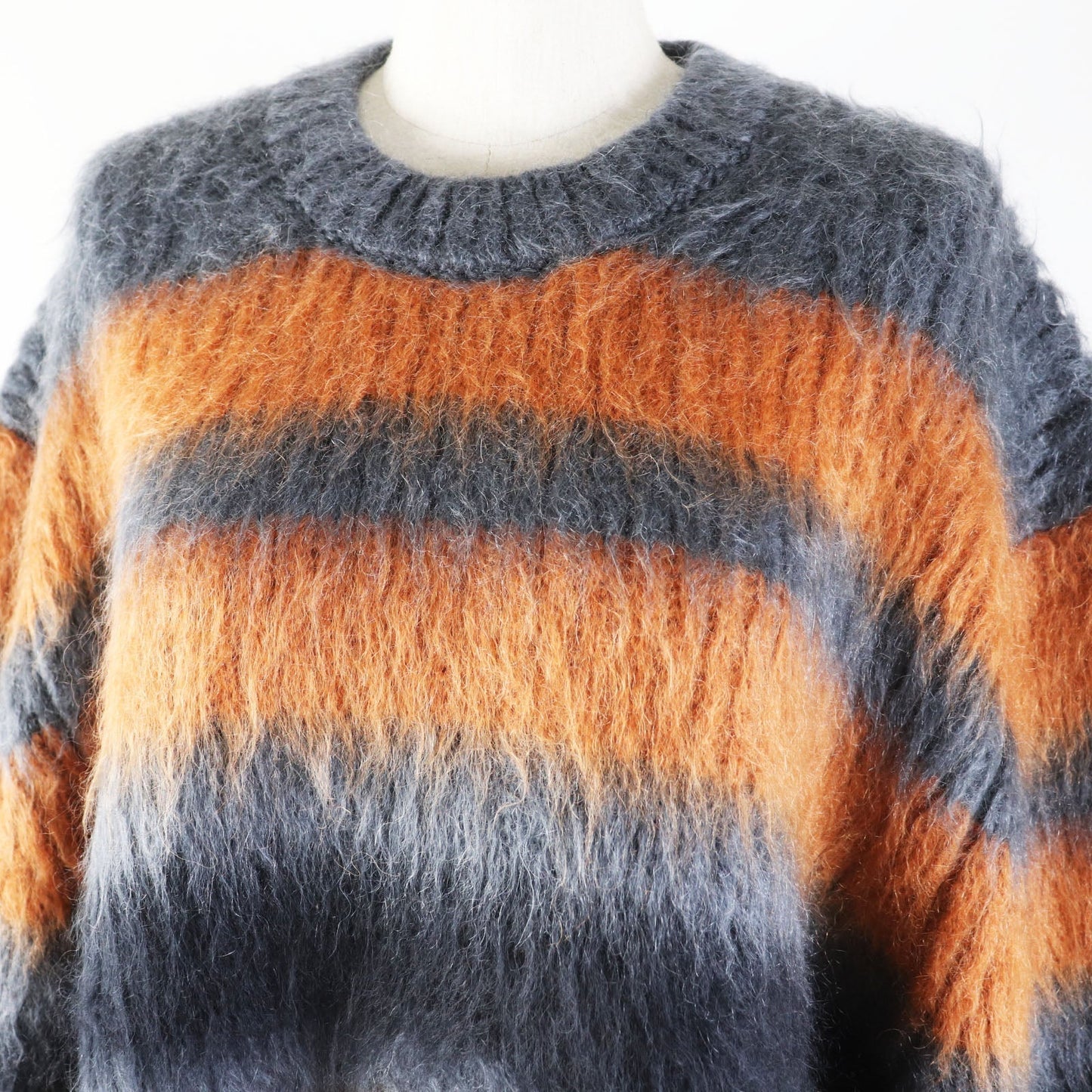 Burberry Knit Main Mohair Main Silk Women Handbag Gray Orange Travel Bag