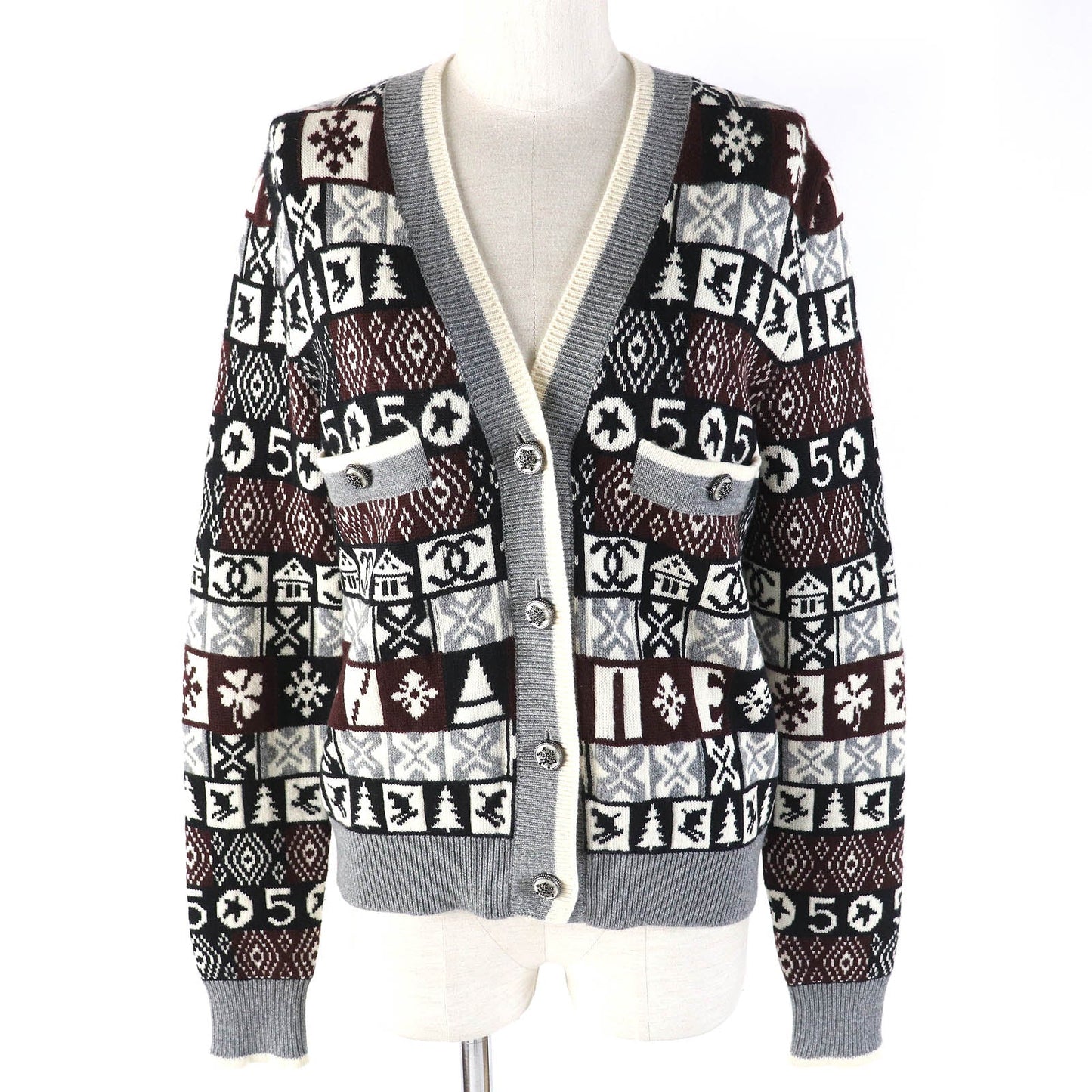 Chanel cardigan 36 Black White Brown Gray Handbag