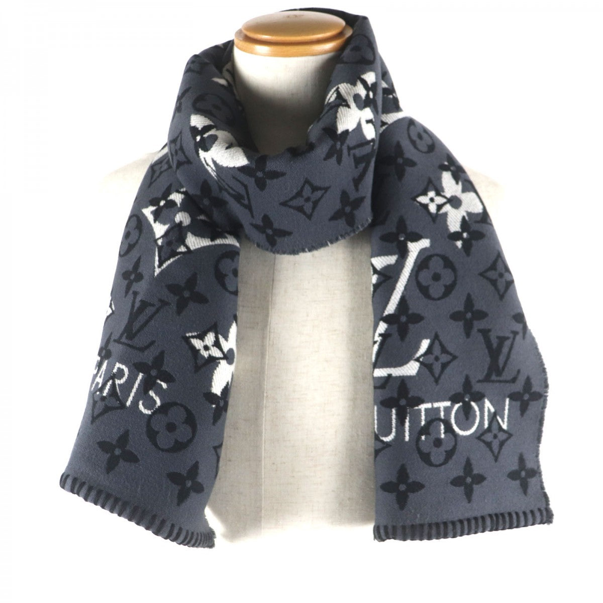 Louis Vuitton Scarf M76377 ou Need Monogram Wool Gray