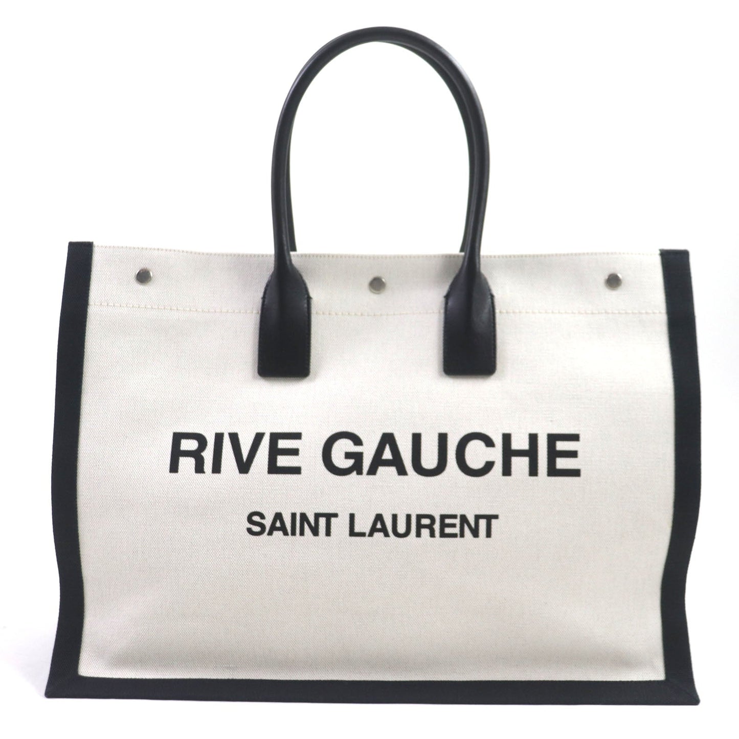 Saint Paris Tote Bag Main Main Beige Leather Canvas
