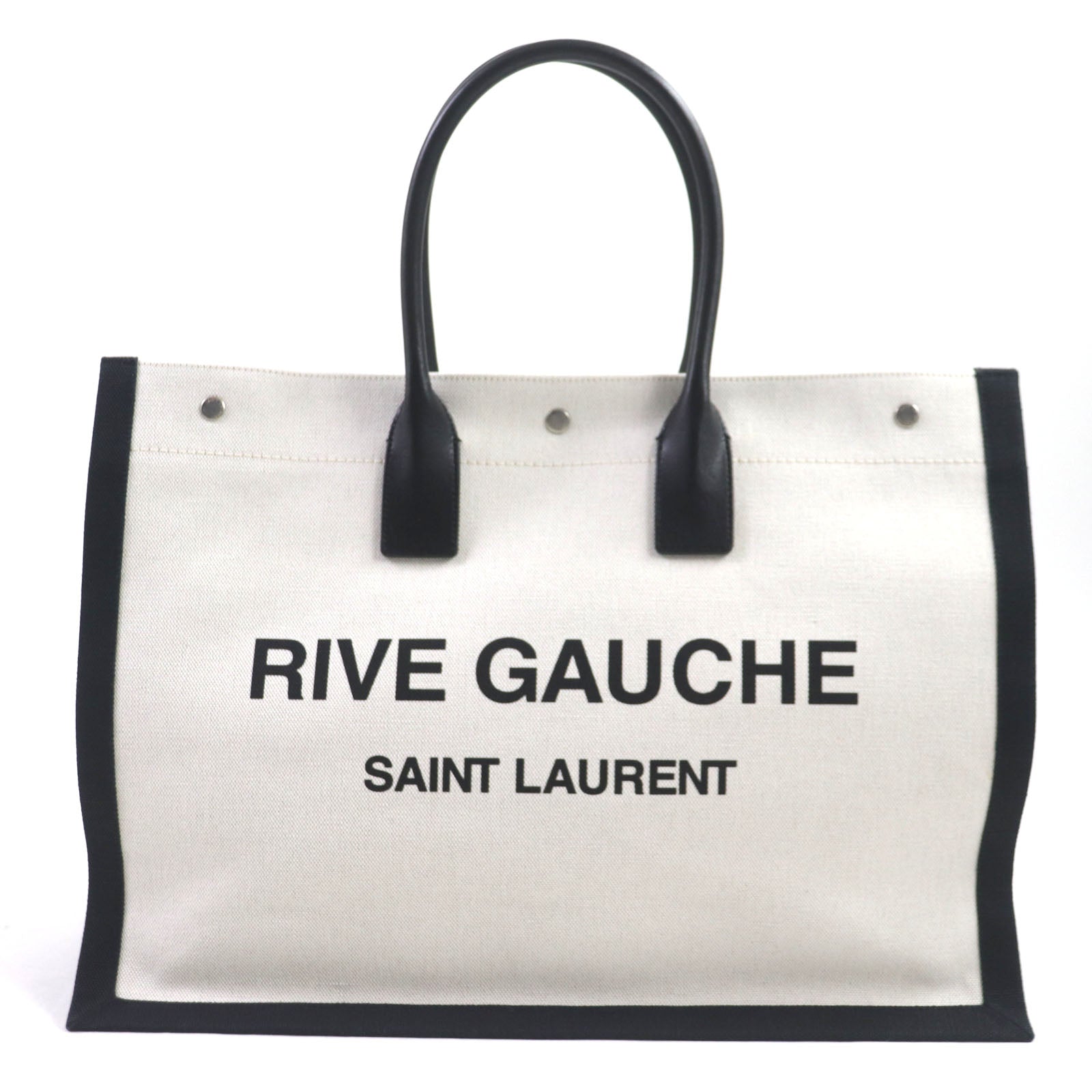 Saint Paris Tote Bag Main Main Beige Leather Canvas