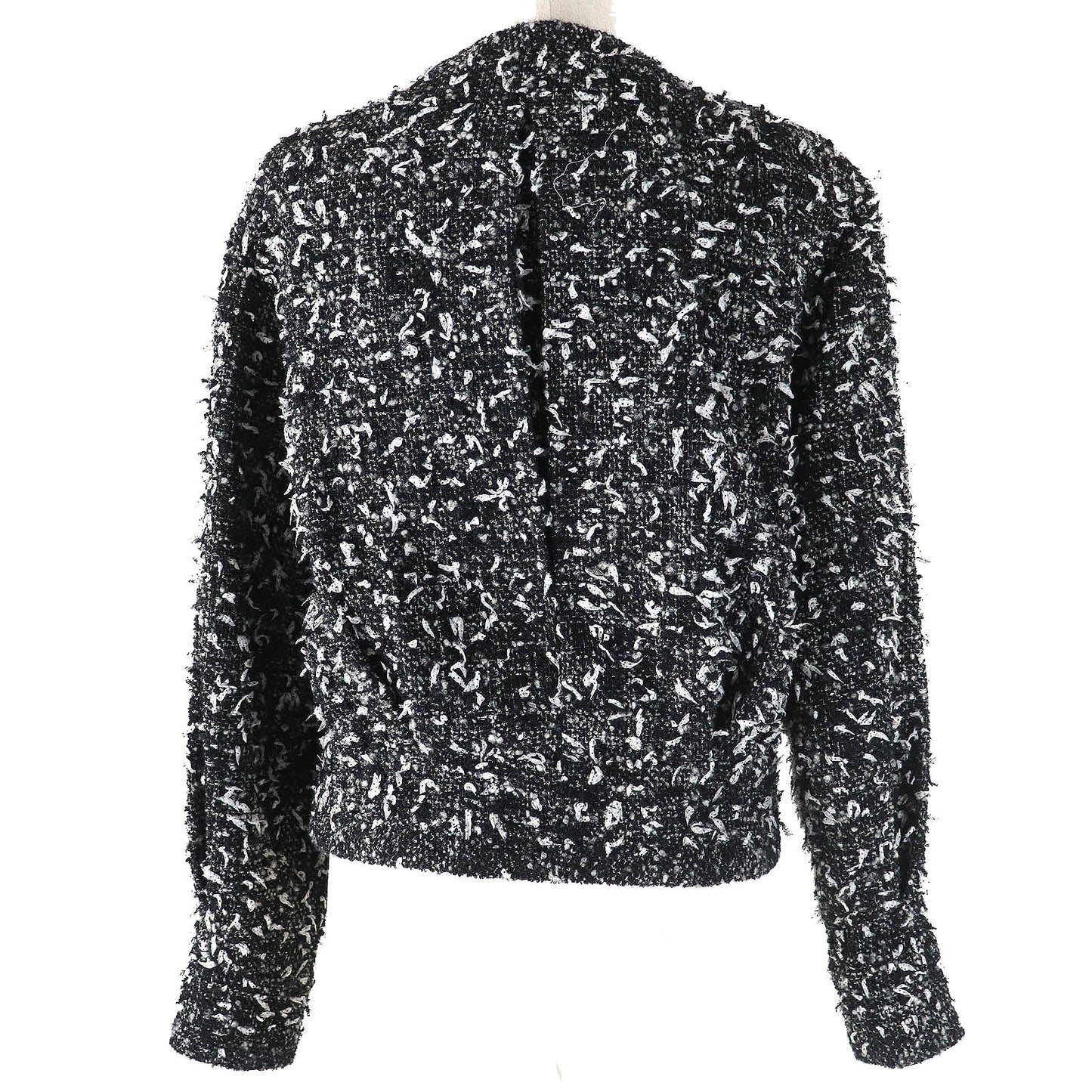 Chanel Wool Nylon Tweed No Collar Zip Jacket 34