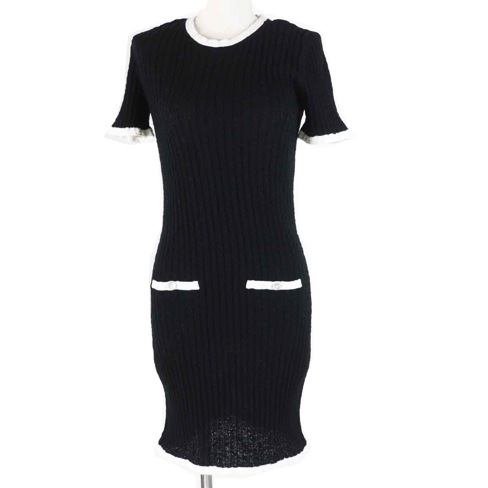 Chanel one piece part 80 cotton part Black White Handbag