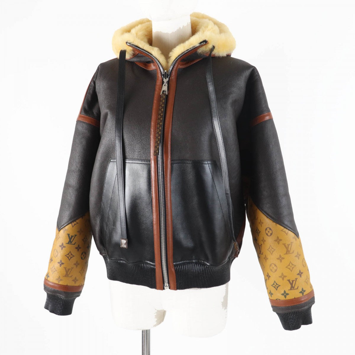 Louis Vuitton Mouton jacket part Sheepskin Dark Leather Brown Apparel