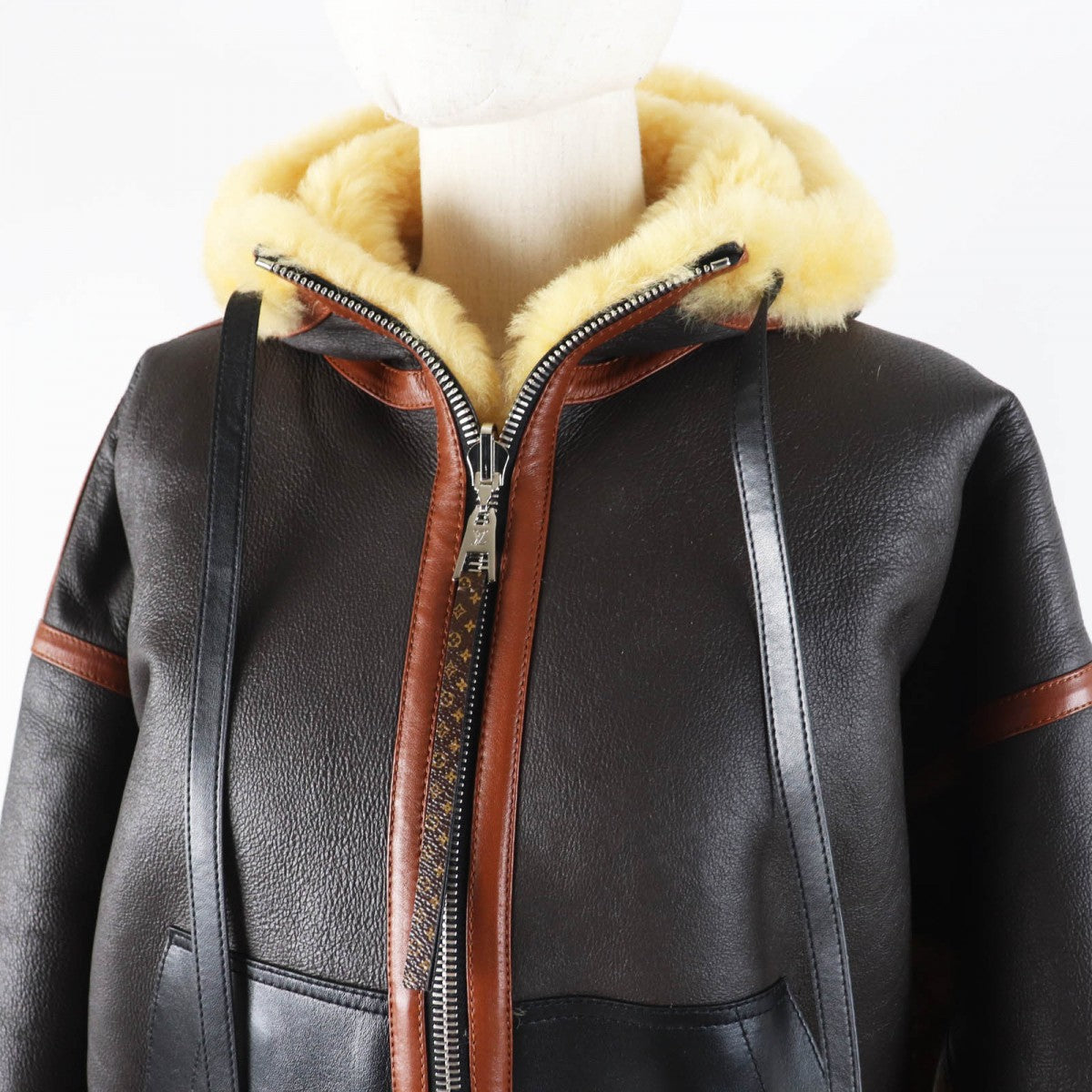 Louis Vuitton Mouton jacket part Sheepskin Dark Leather Brown Apparel