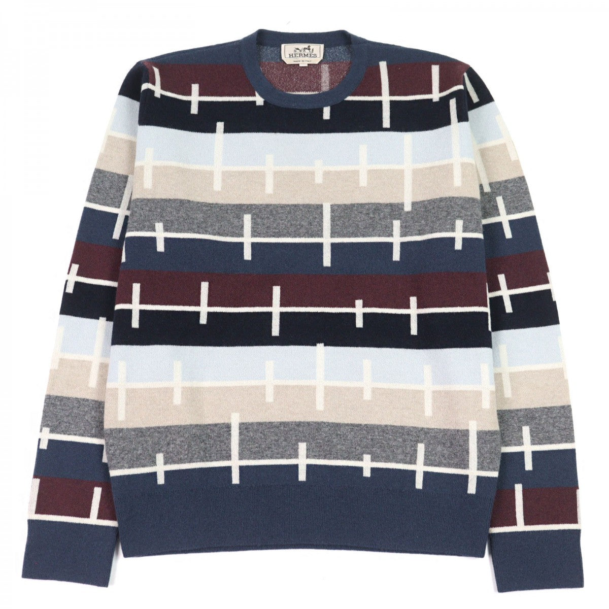 Knit Main: Cashmere Multicolor Border Pattern Mens Travel Bag