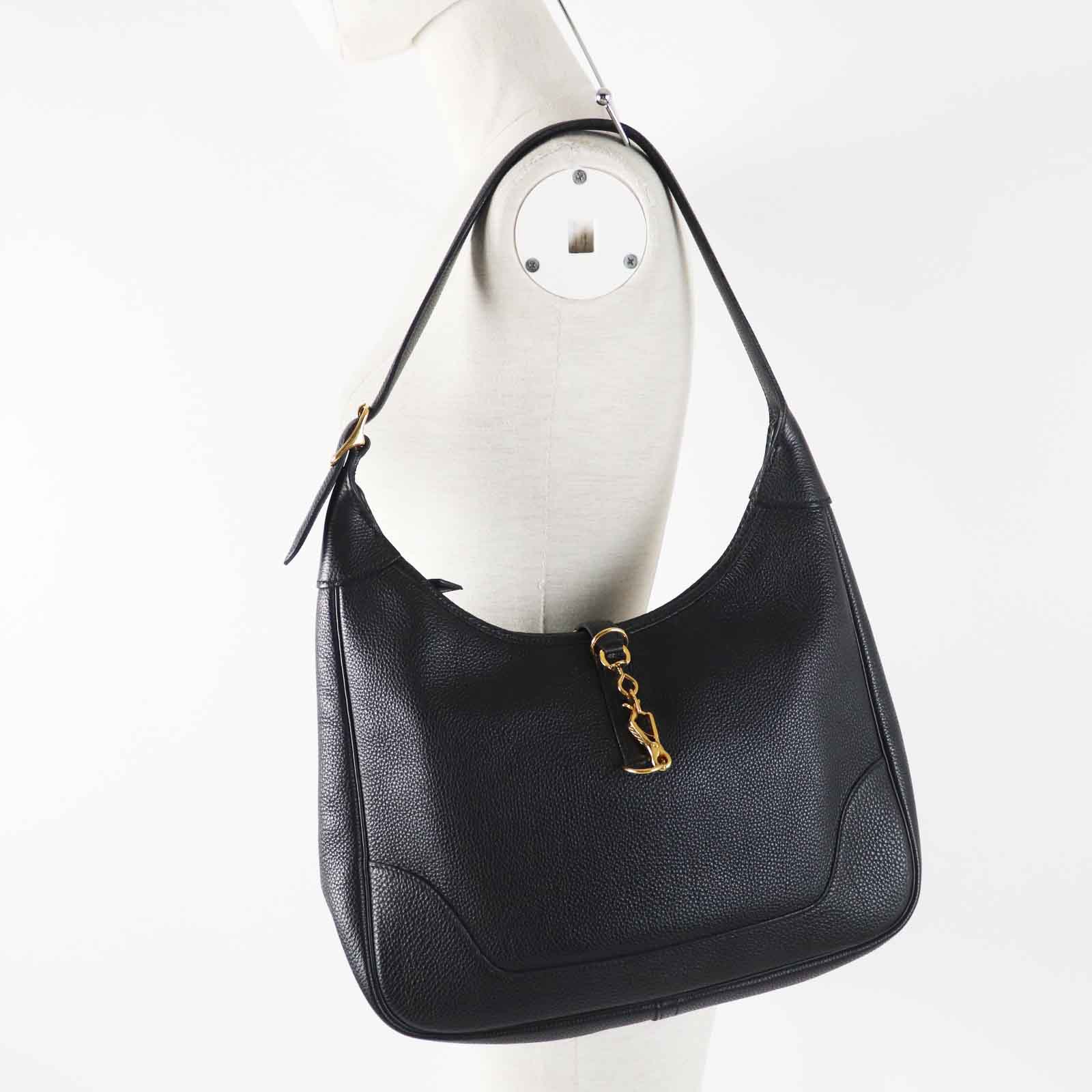 Hermes Shoulder Bag Main Togo Trim Women Black