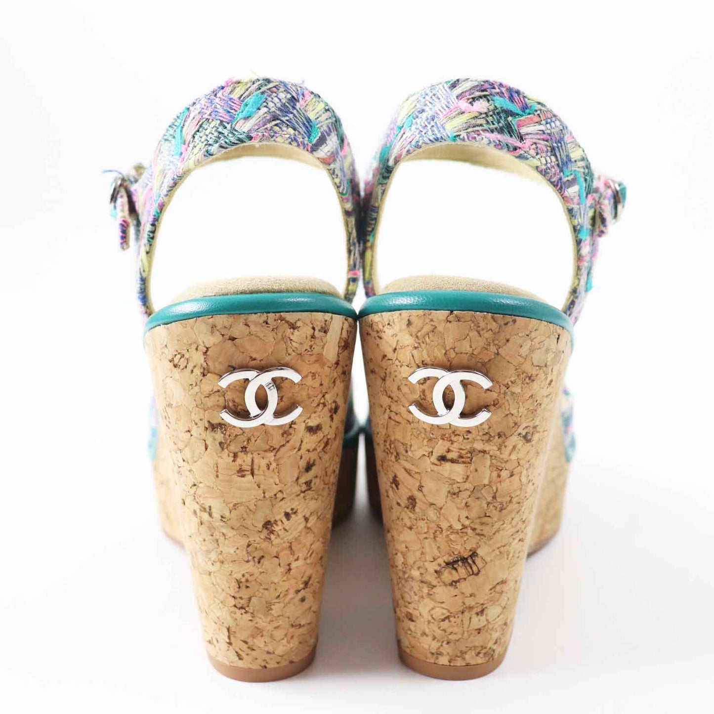 Chanel COCO Mark Tweed Wedge Sandals