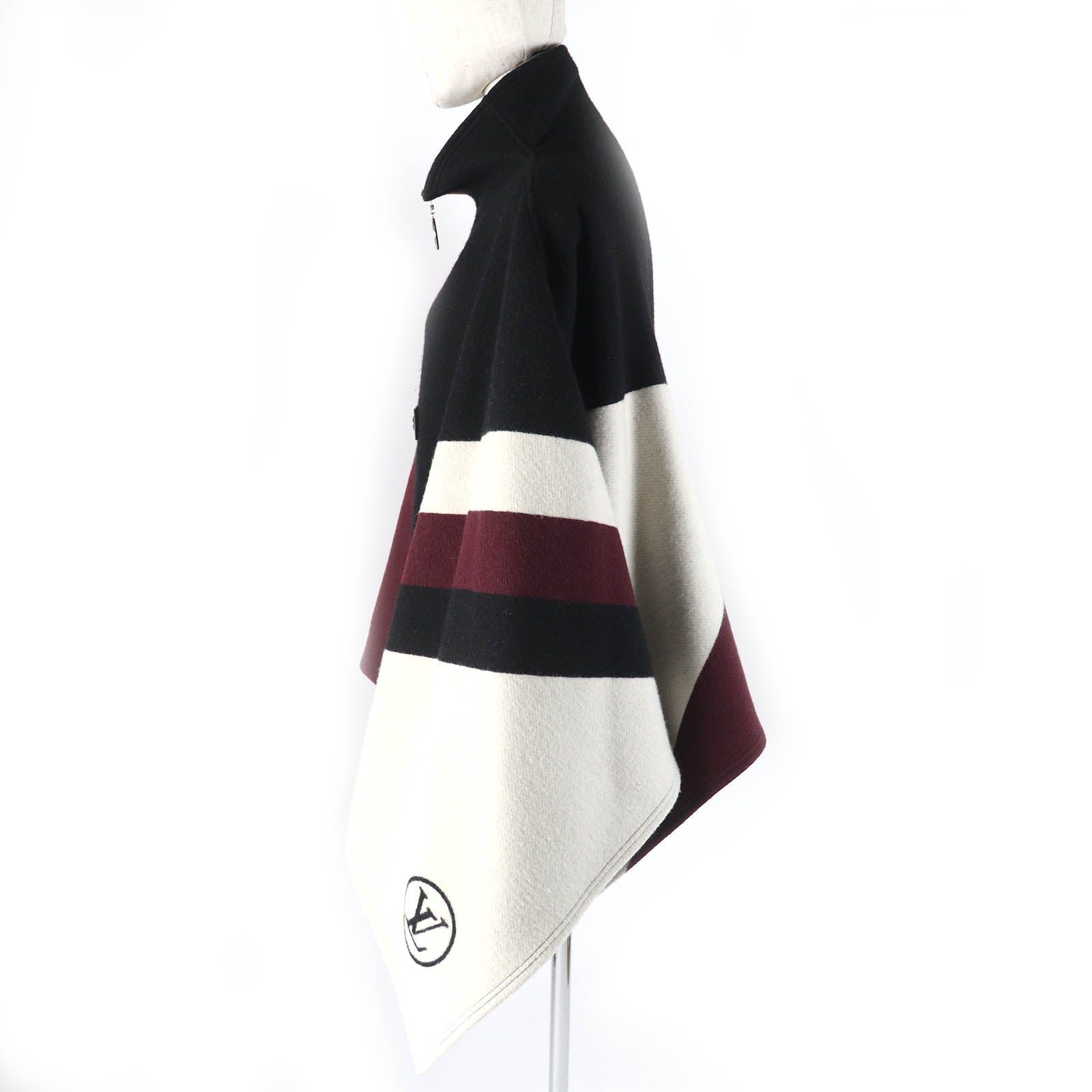 Louis Vuitton poncho part sheepskin Light Bordeaux Leather Wool Black Beige Handbag