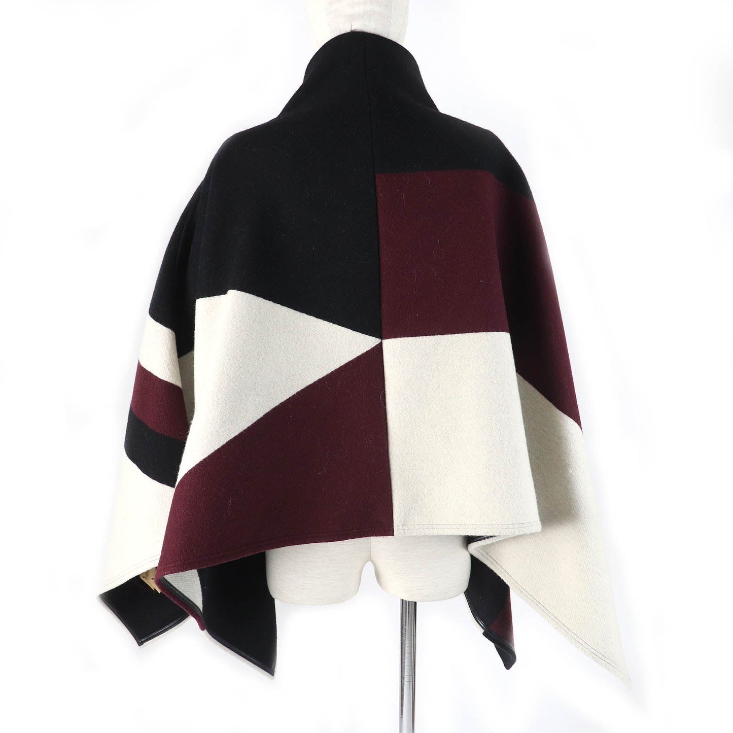 Louis Vuitton poncho part sheepskin Light Bordeaux Leather Wool Black Beige Handbag
