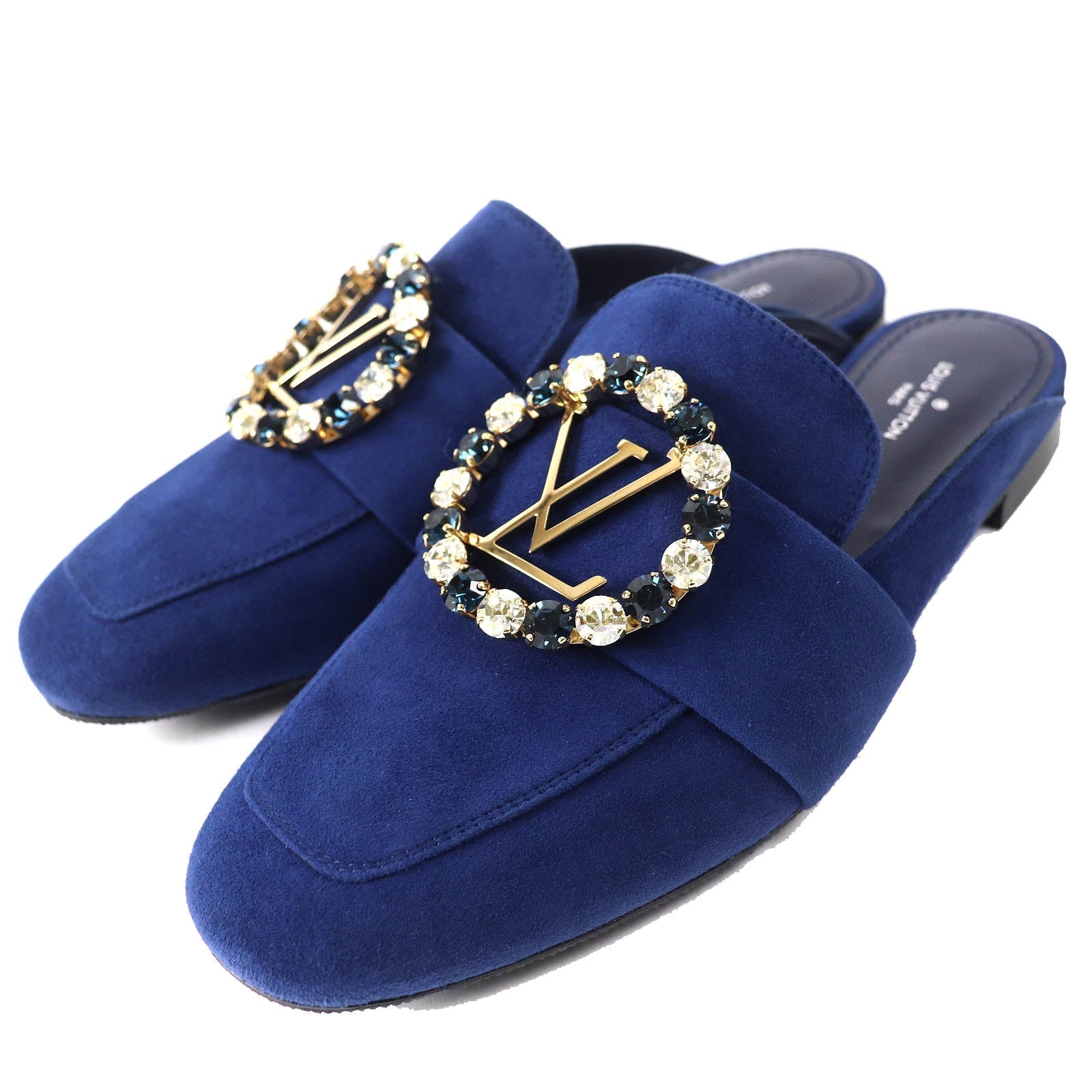 Louis Vuitton Mule Leather Suede Navy Shoes