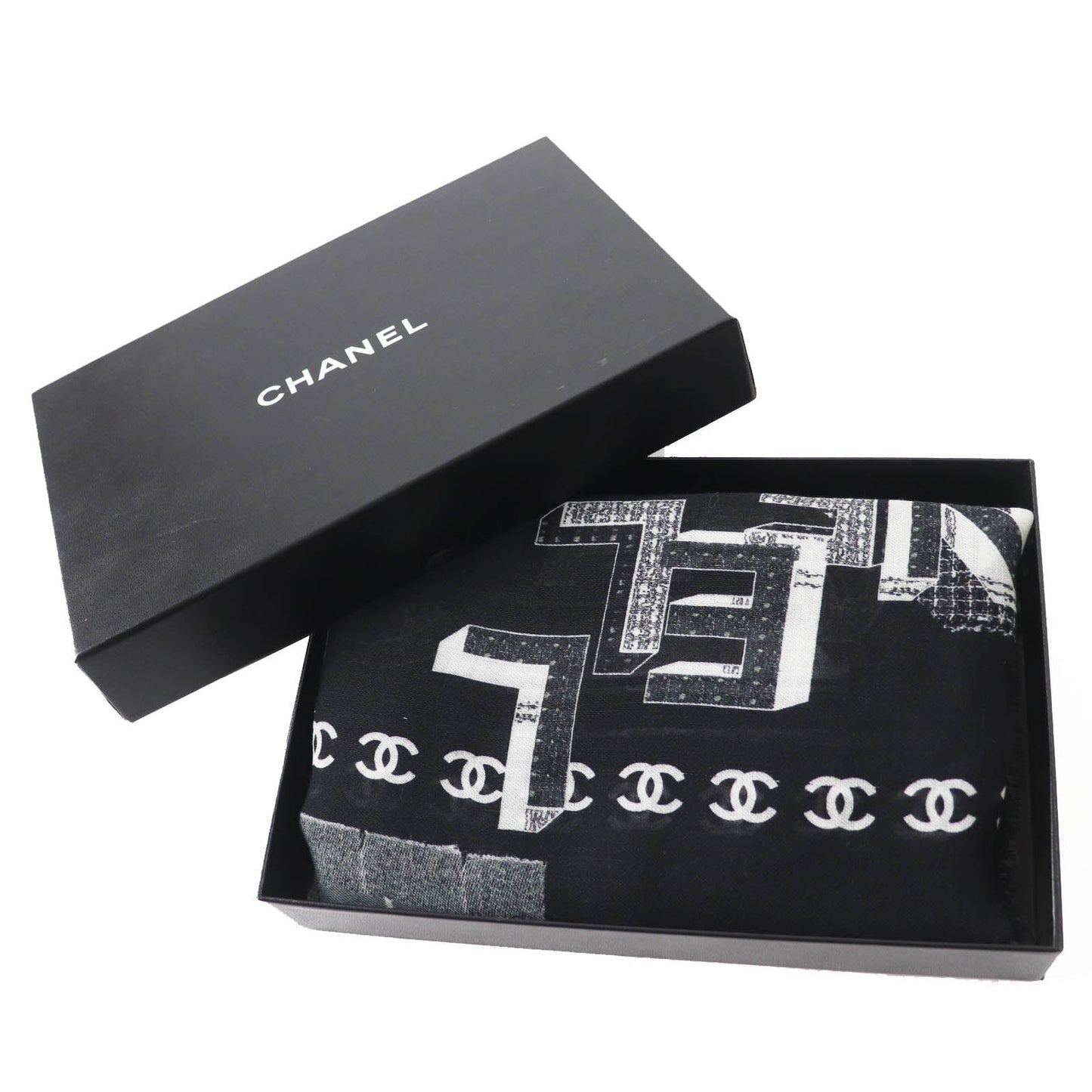 Chanel Wool Cashmere Coco Mark Scarf Bag