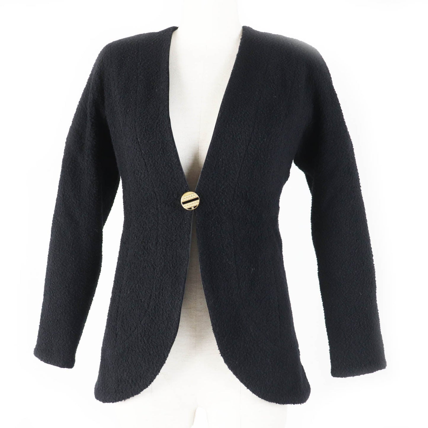 Chanel Wool Silk Tweed Jacket Black 34