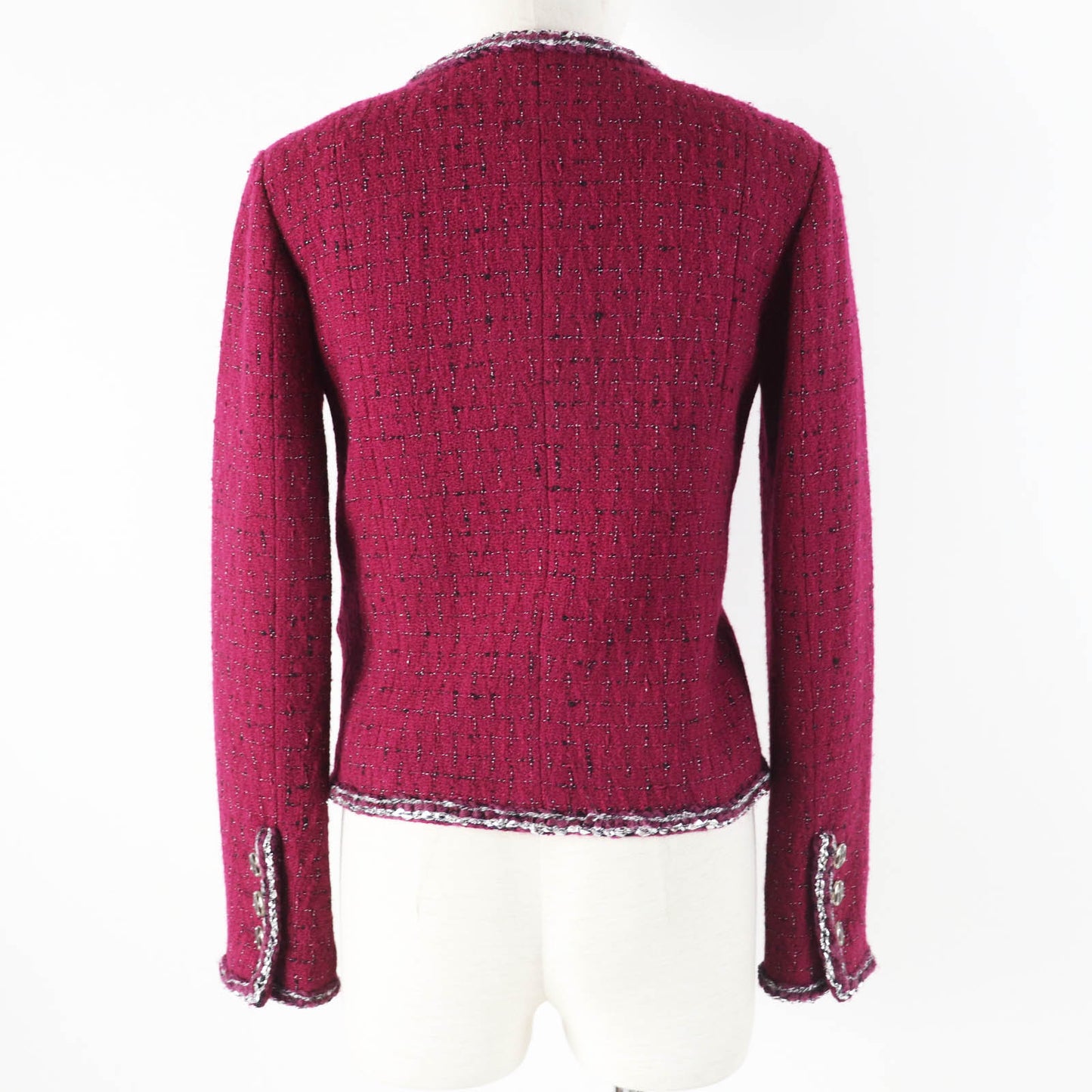 Chanel Wool Viscose Jacket Burgundy Black White