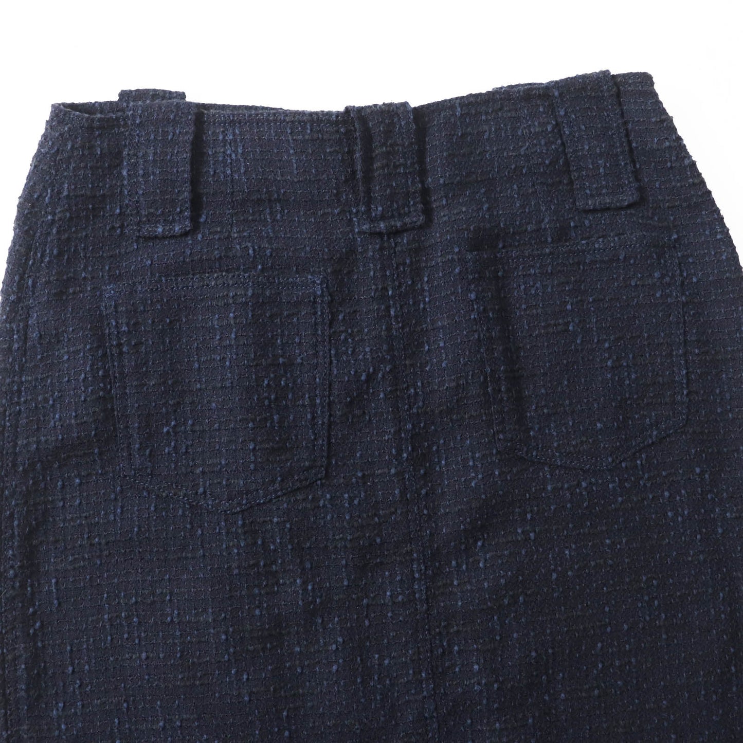 Chanel Wool Cotton Tweed Skirt Navy Black 40