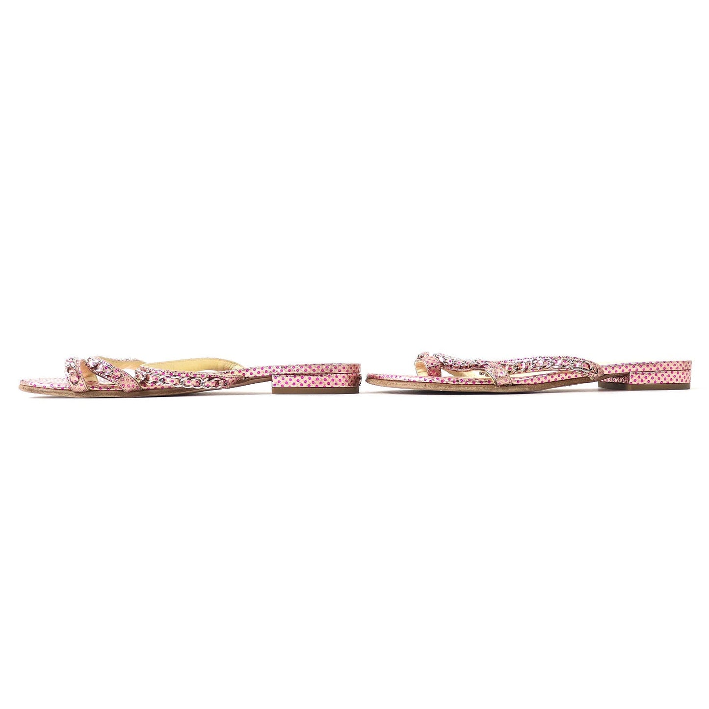 Chanel COCO Chain Flat Sandals Pink 35.5