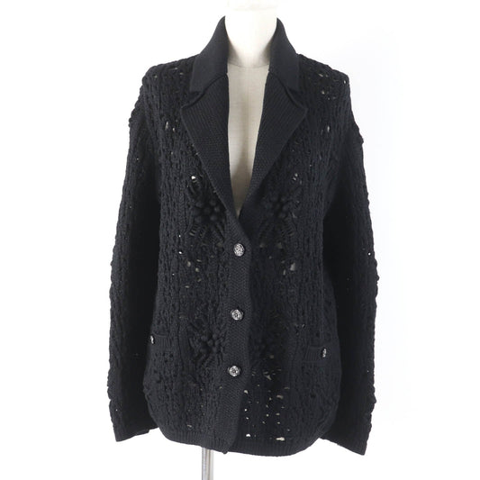 Chanel Cashmere Cardigan Coco Mark Button Black Bag