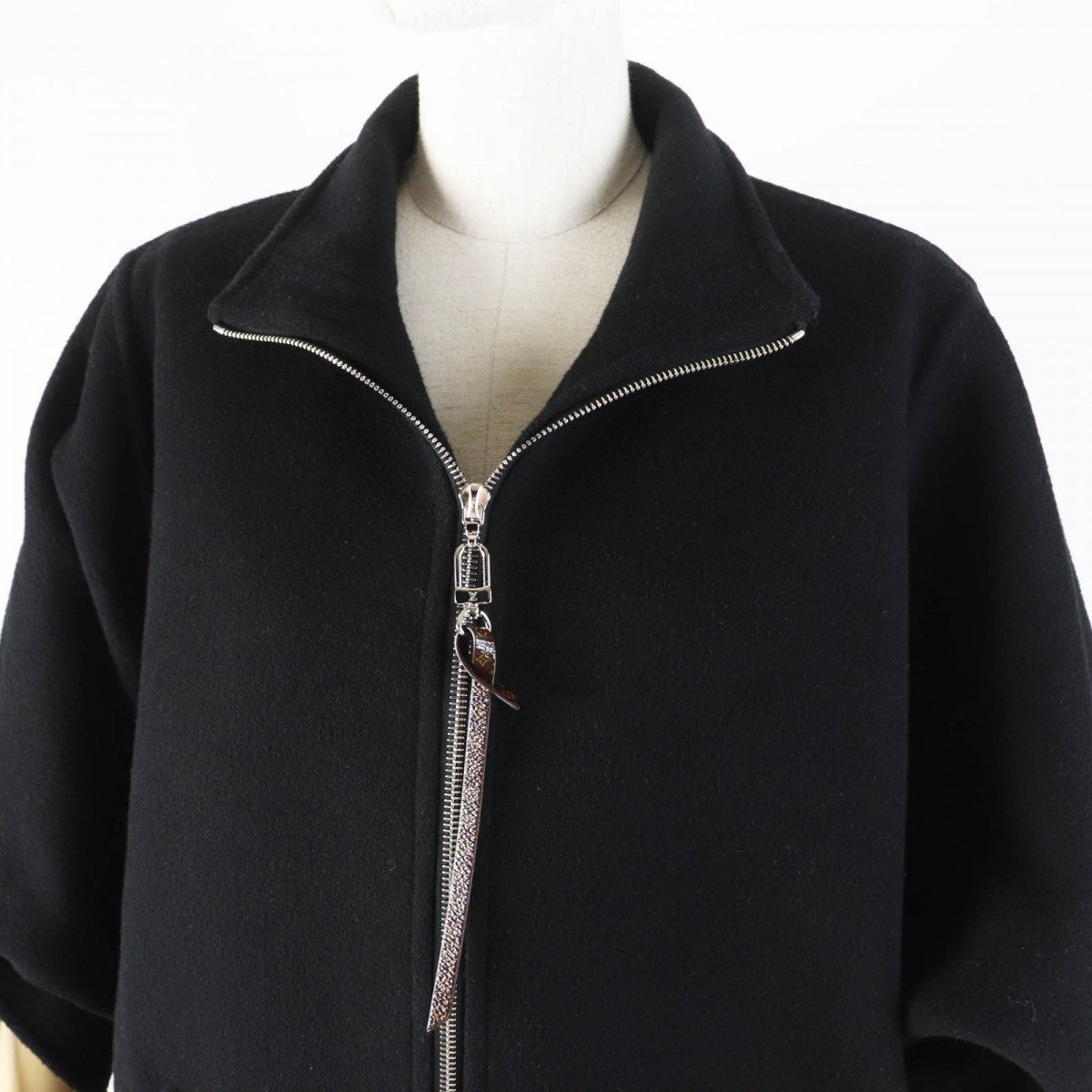 Louis Vuitton Jacket 1AGGMM Part 100 polyester Leather Wool Cotton Black Apparel