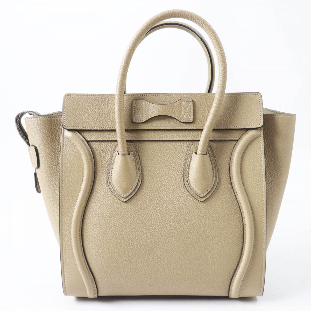Main: Drummed Calfskin Yellow Luggage Micro Shopper Travel Bag