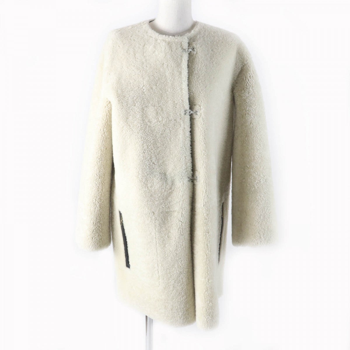 Louis Vuitton Mouton coat 36 Leather Black White Apparel