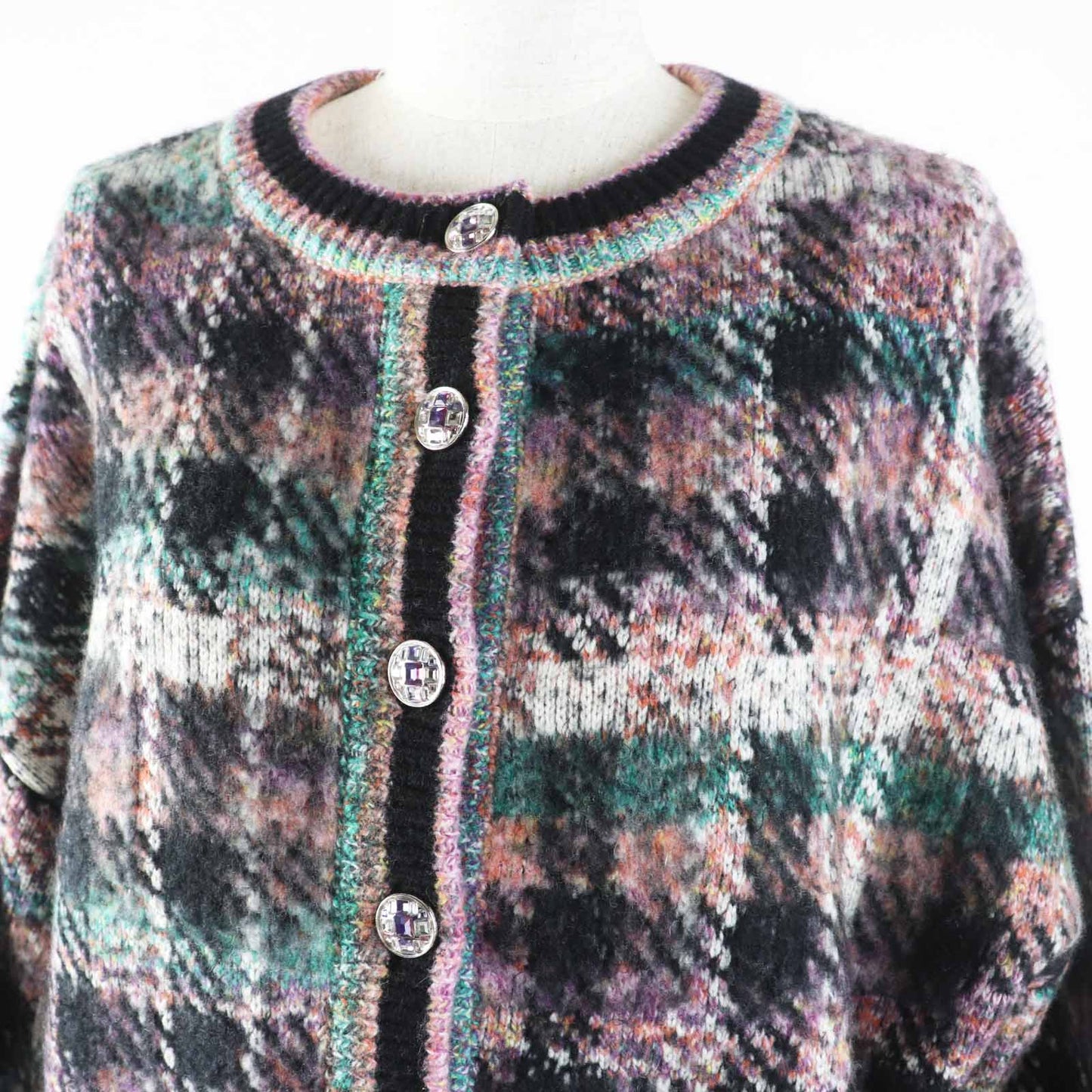 Chanel P72935 Cashmere Wool Gripoa Button Mix Knit One Piece