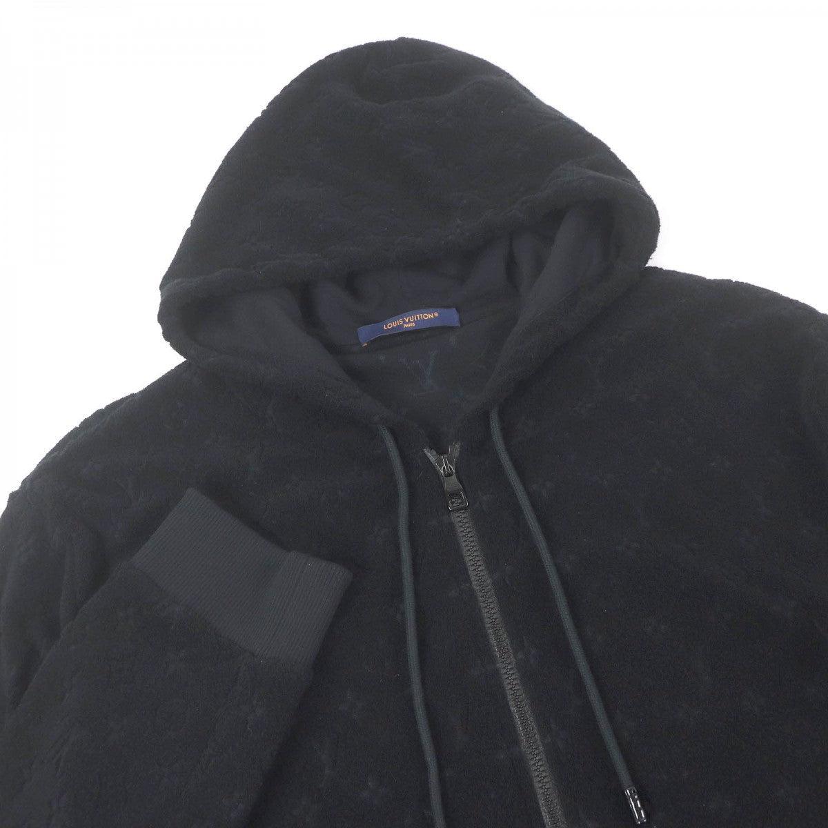 Louis Vuitton Hoodie 1ABJ63 y Zip Through Monogram Nylon Cotton Black Apparel