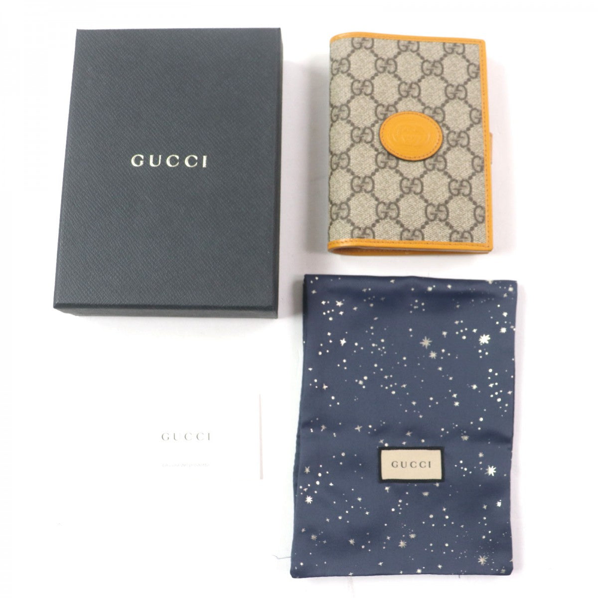 Gucci G724562 erlocking G GG Supreme Leather Beige Orange Wallet Case