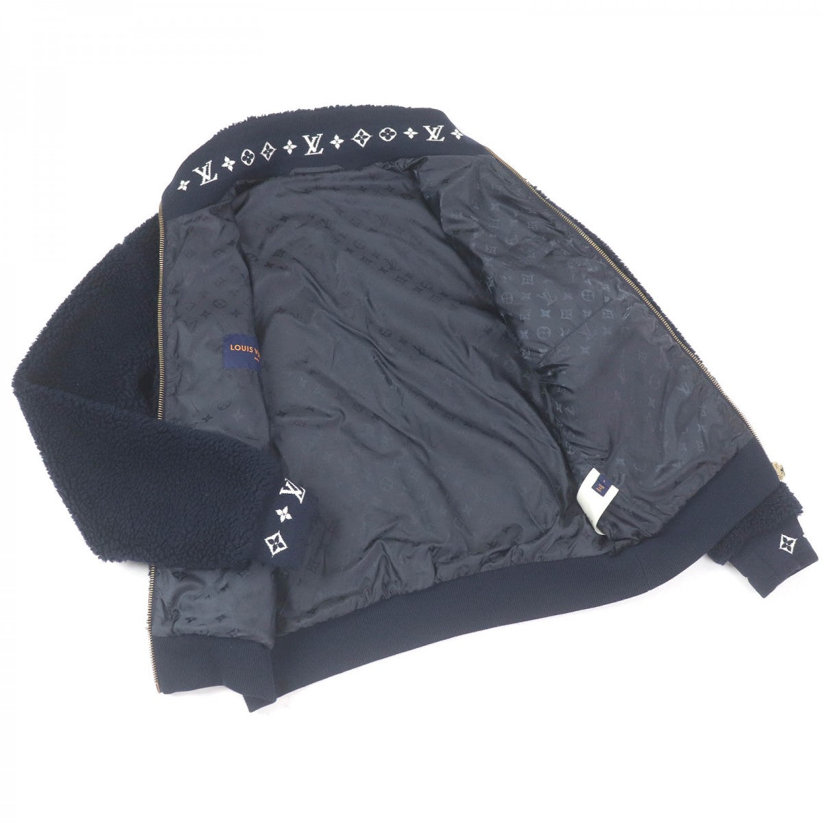 Louis Vuitton Blouson 1AGLXQ Part cowhide L Nylon Navy Handbag