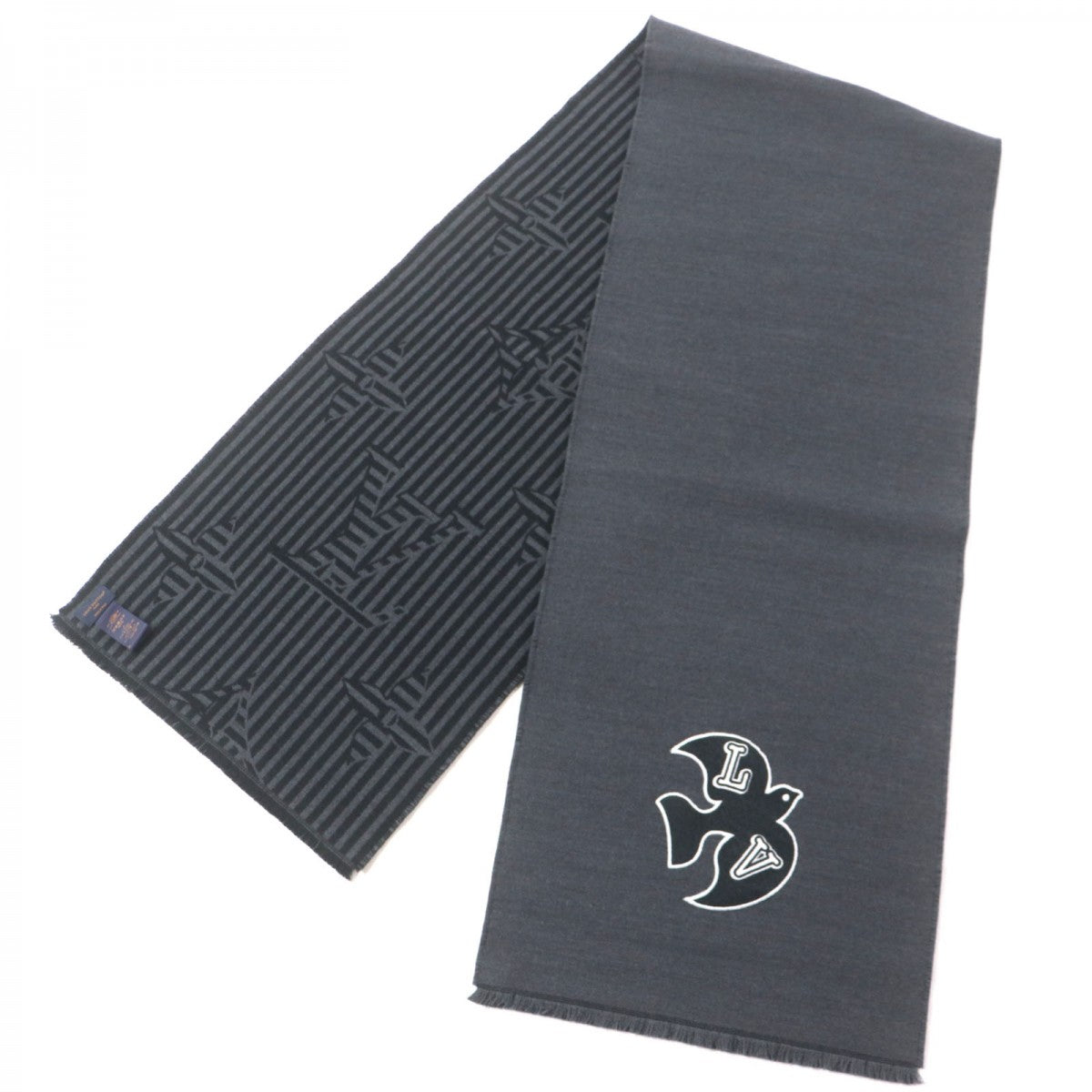 Louis Vuitton Scarf M77944 Part 100 polyester Wool Gray