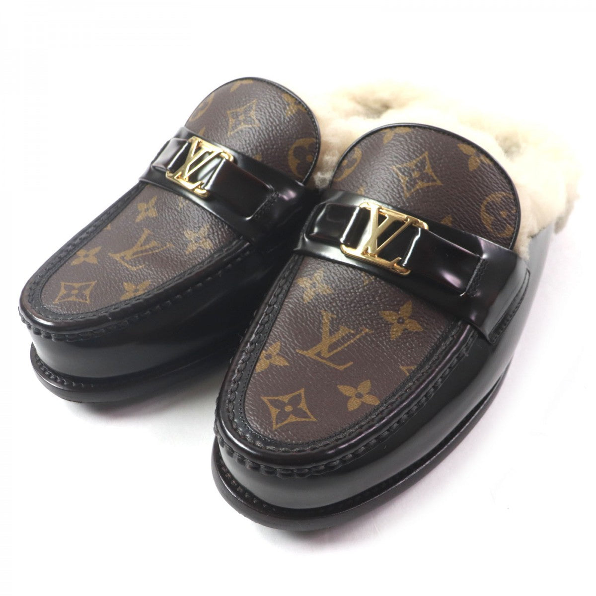 Louis Vuitton Mule Monogram Leather Canvas Brown Shoes