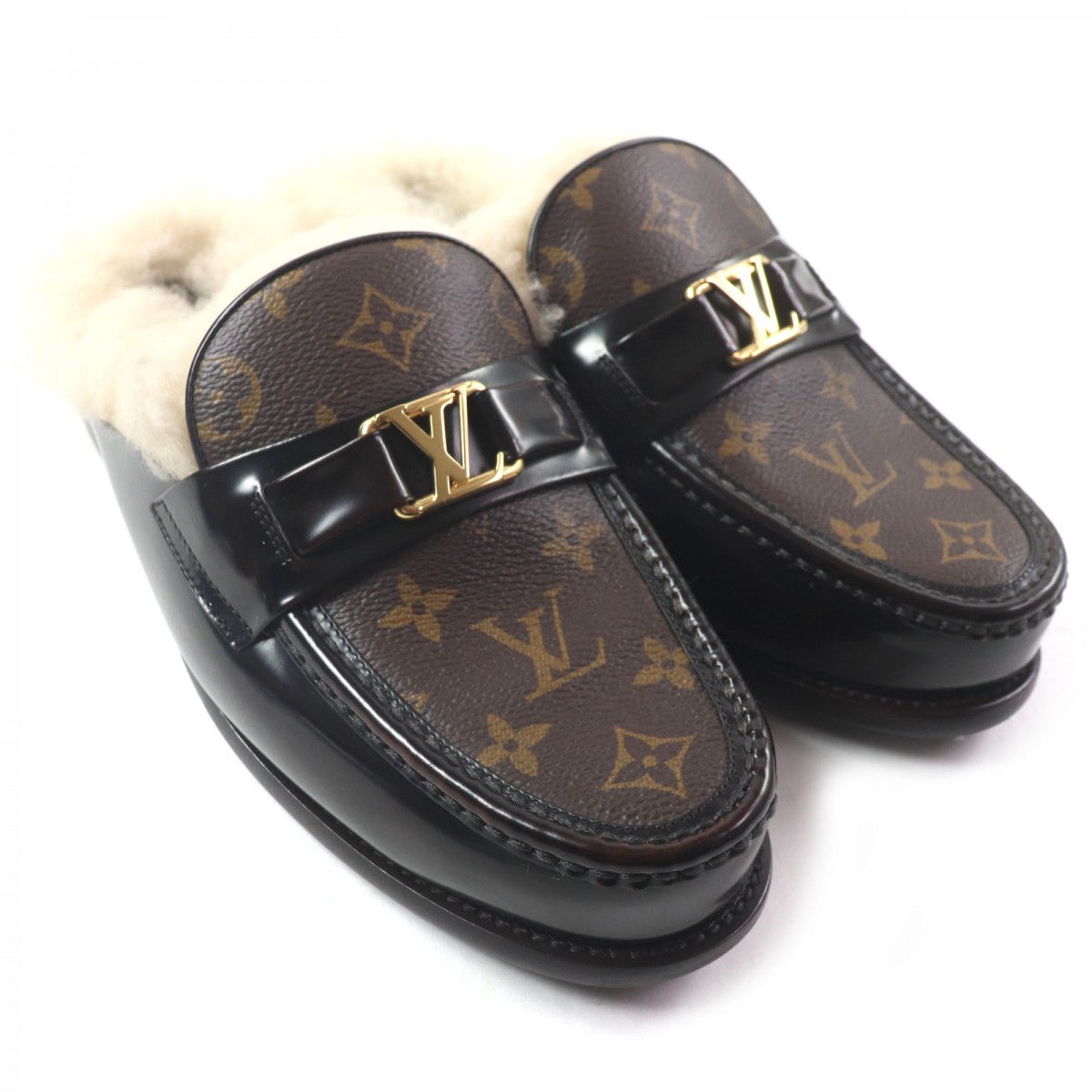 Louis Vuitton Mule Monogram Leather Canvas Brown Shoes