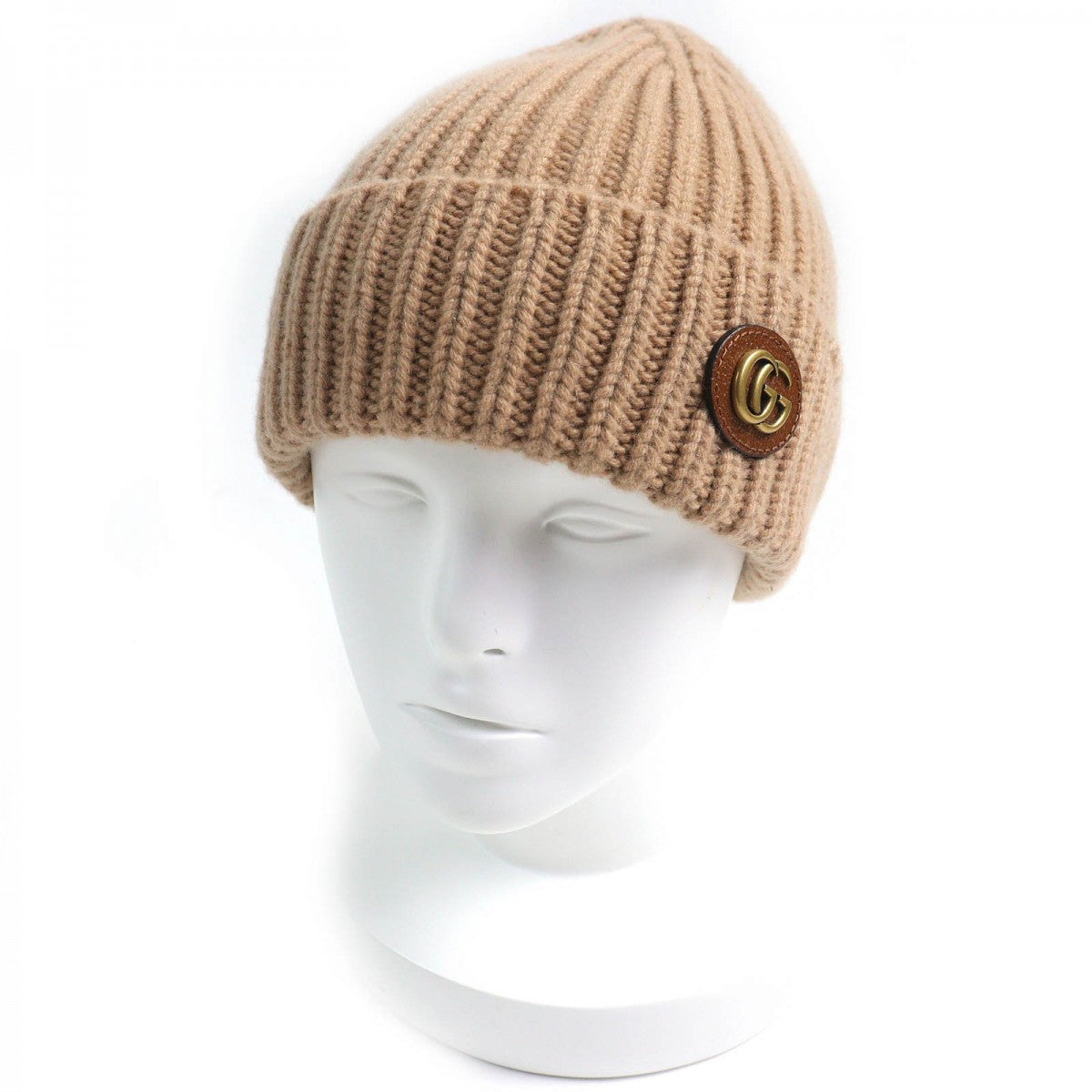 Gucci Knit part sheepskin Camel M Leather Wool Hat