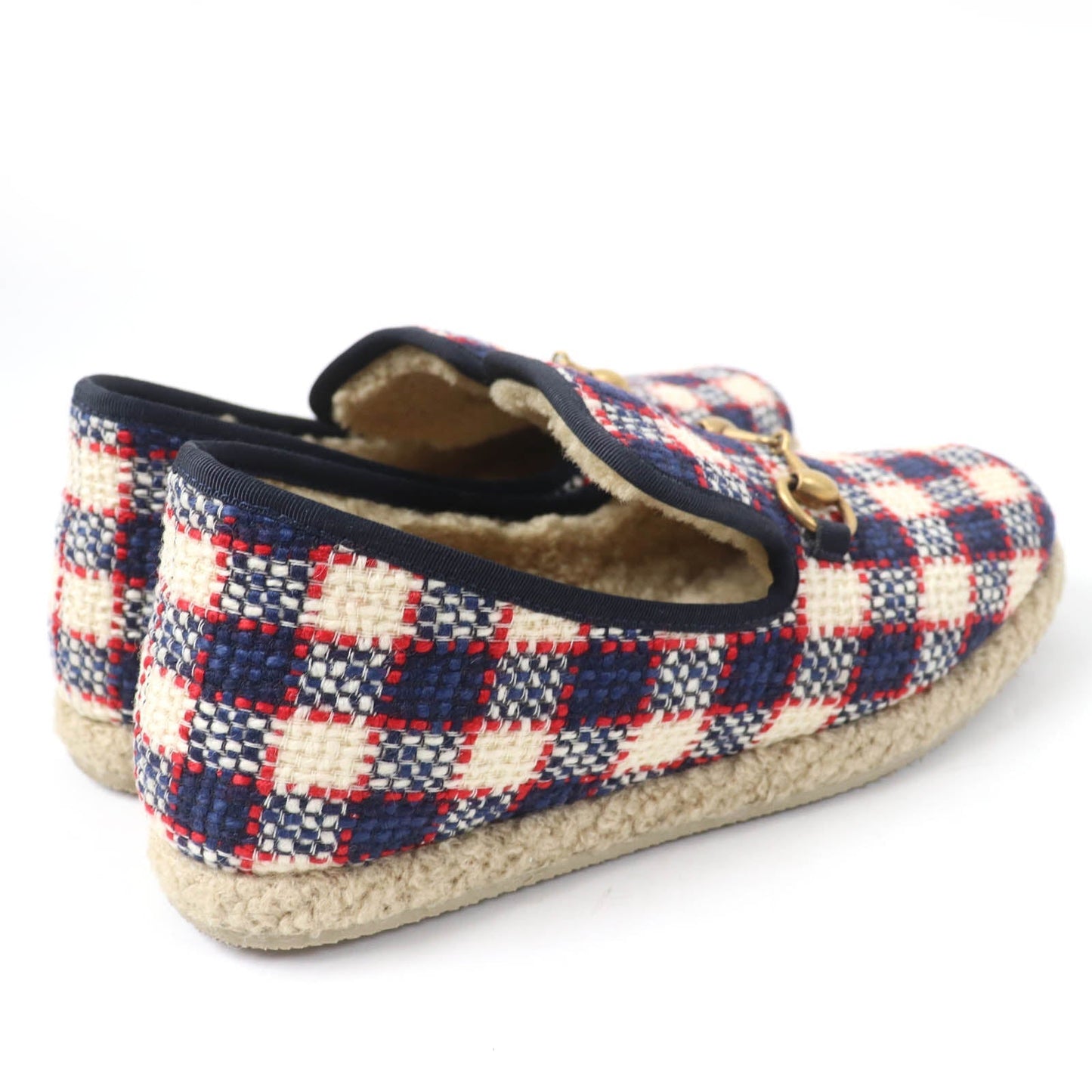 Gucci Horsebit Tweed Boa Espadrilles Handbag Leather Travel Bag