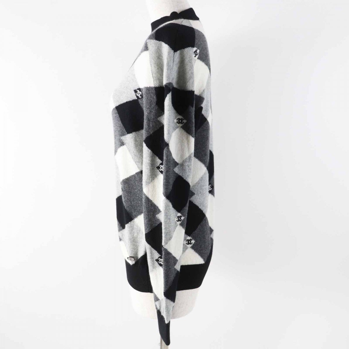Chanel knit part 90 cashmere part 10 Black White Gray Handbag