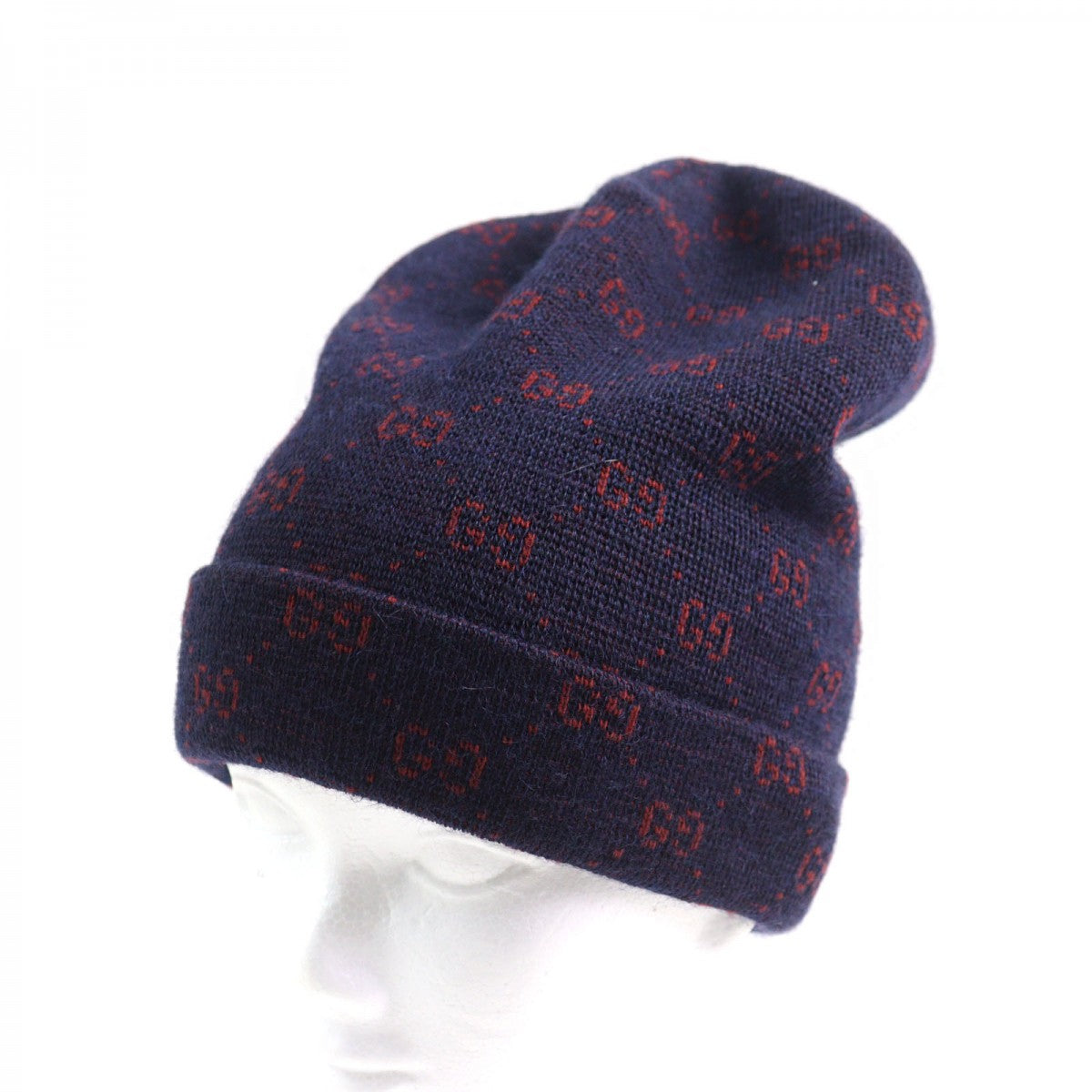 Gucci Knit 4G295 Part 100 polyester Wool Red Navy Hat