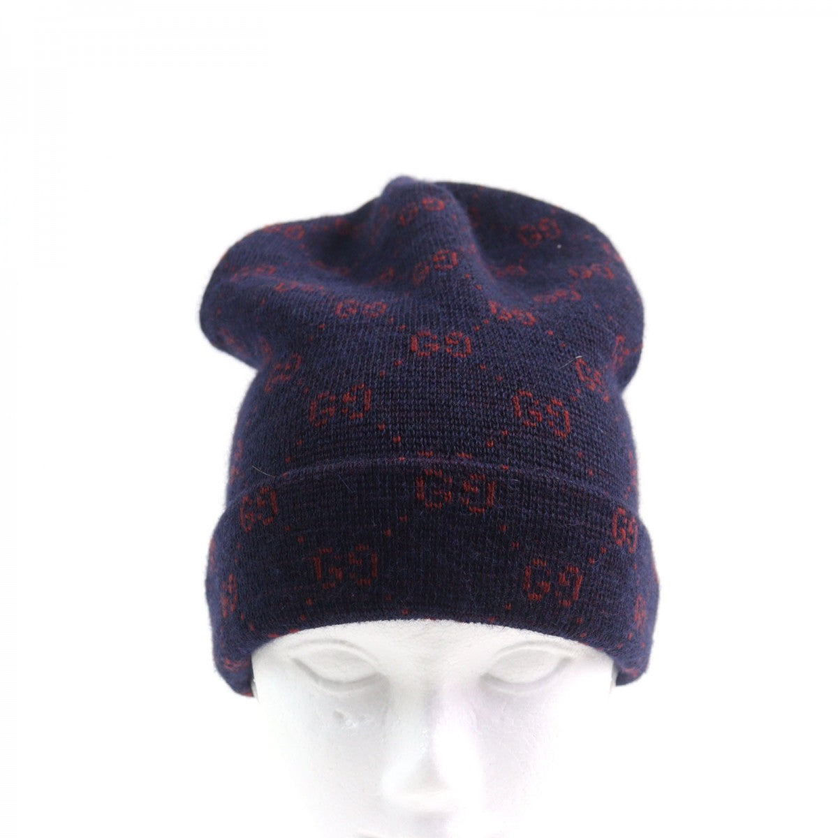 Gucci Knit 4G295 Part 100 polyester Wool Red Navy Hat