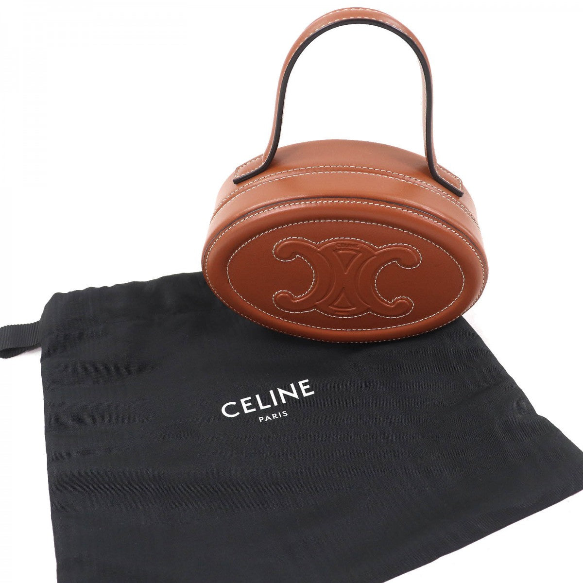 Main: ( ) Oval Menodiaire Cuir Triomphe Leather Brown Travel Bag