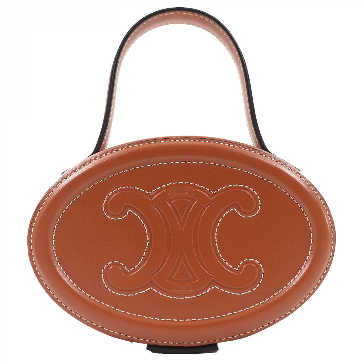 Main: ( ) Oval Menodiaire Cuir Triomphe Leather Brown Travel Bag