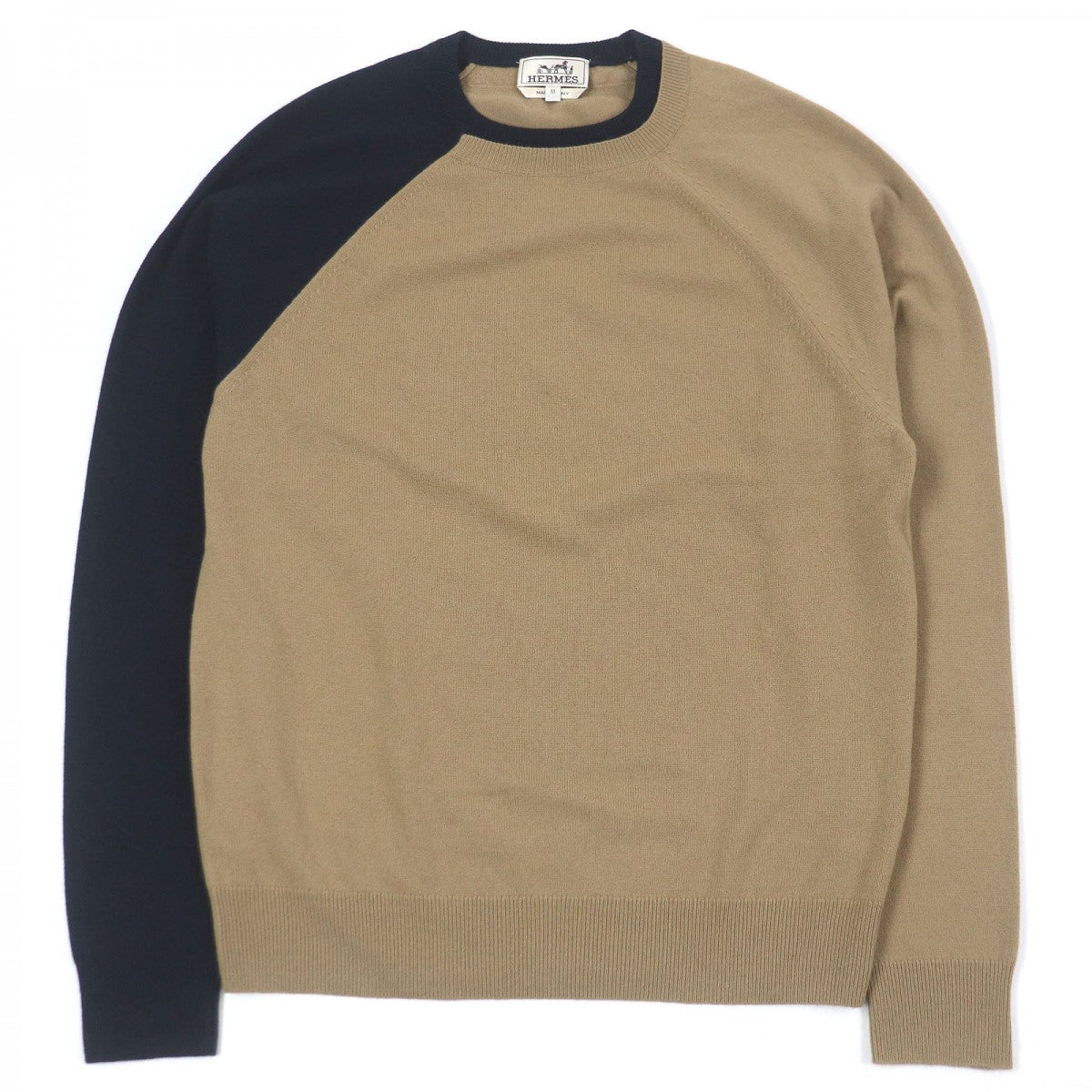 Knit Main: Wool Navy Mens M Handbag Beige Travel Bag