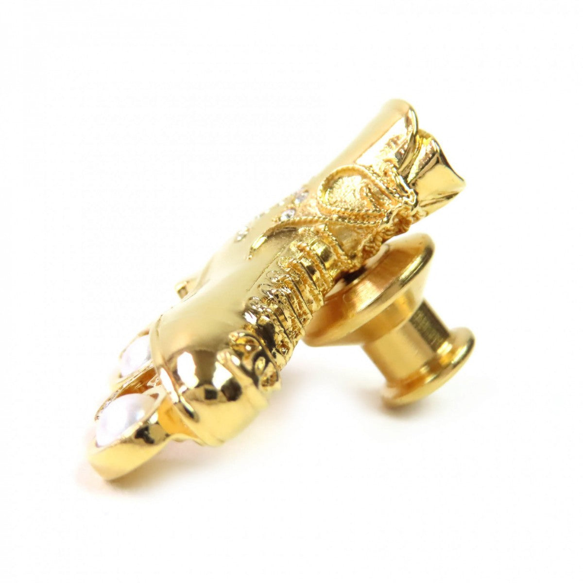 Chanel Brooch F24 Plated Faux Pearl Rhinestone Gold Handbag