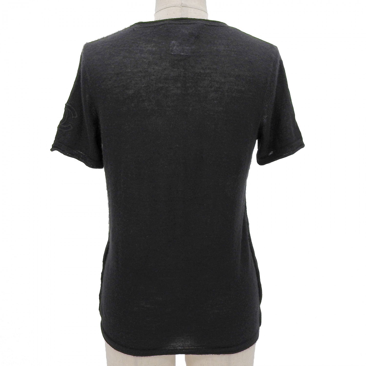 Chanel Short sleeve knit cashmere 38 Black Handbag