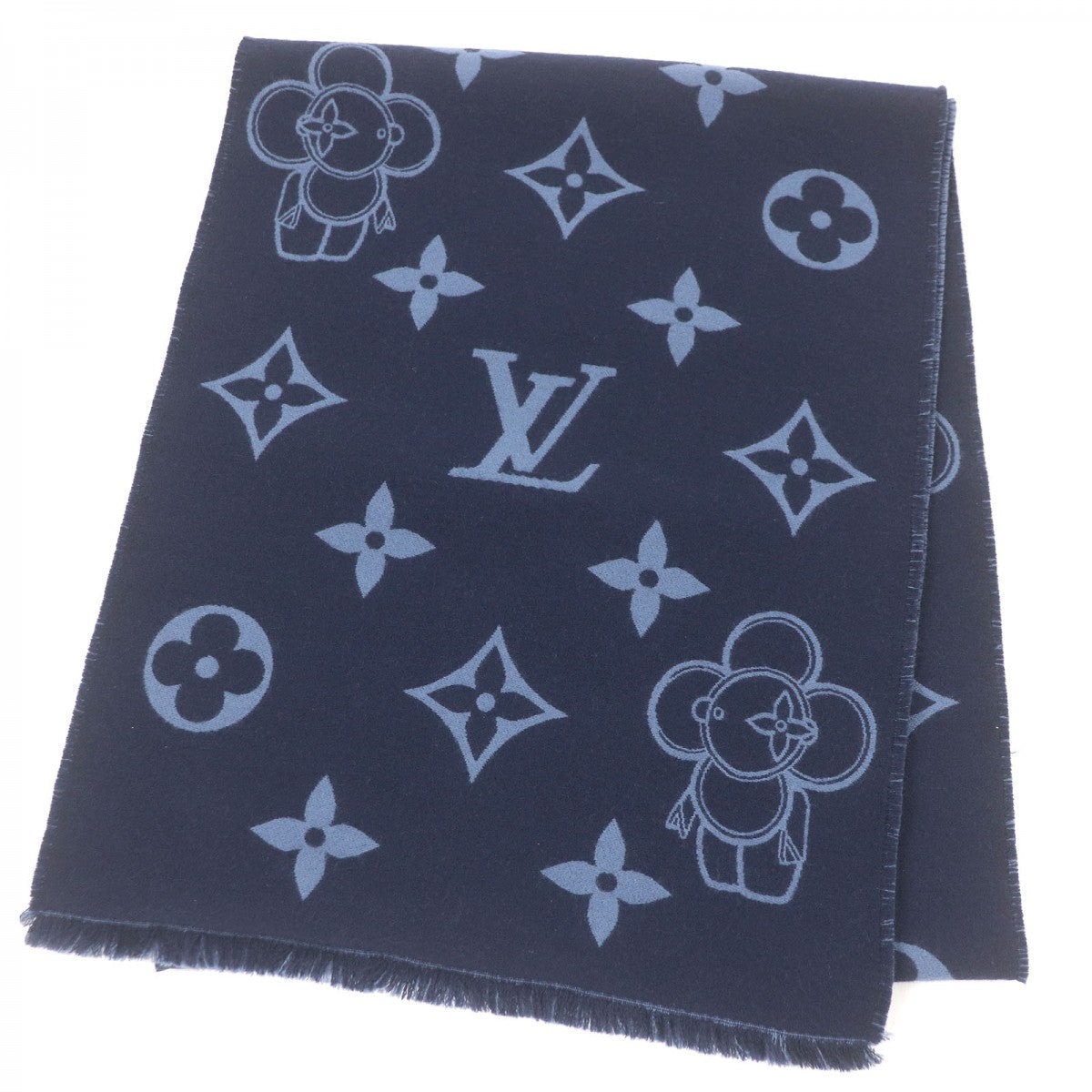 Louis Vuitton Scarf M77129 ne Monogram Wool Navy Apparel
